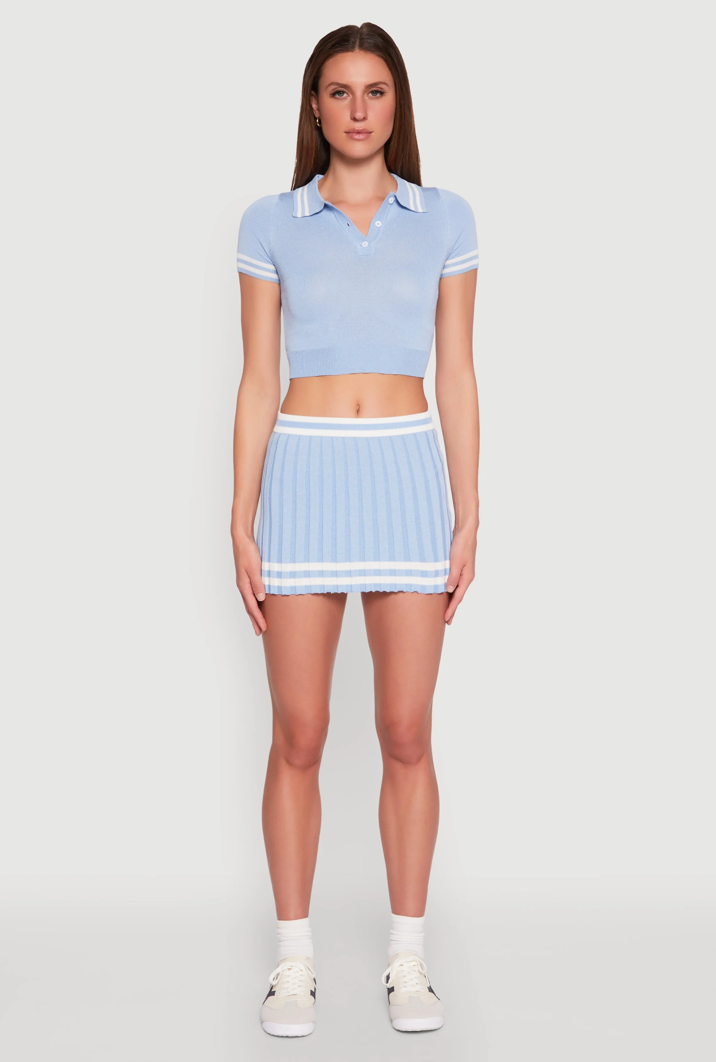 Varsity Stripe Detail Mini Pleated Skirt sold by Rainbow product image thumbnail 2