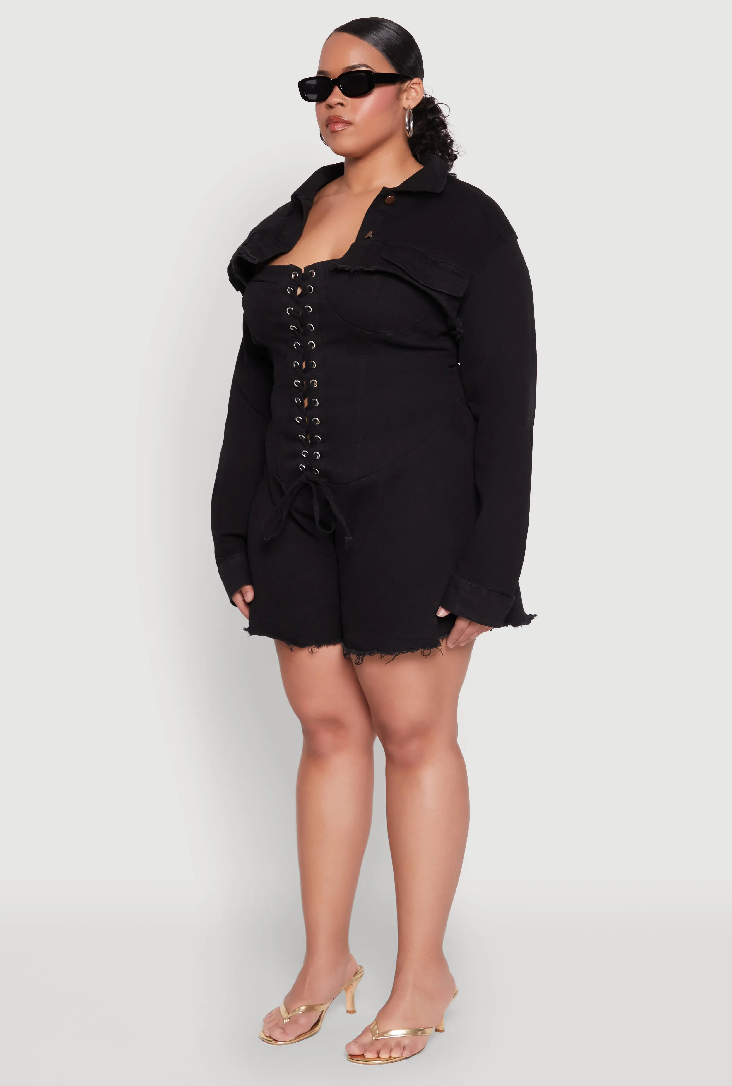 Plus Size Daisy Distressed Bolero Jean Jacket sold by Rainbow product image thumbnail 5