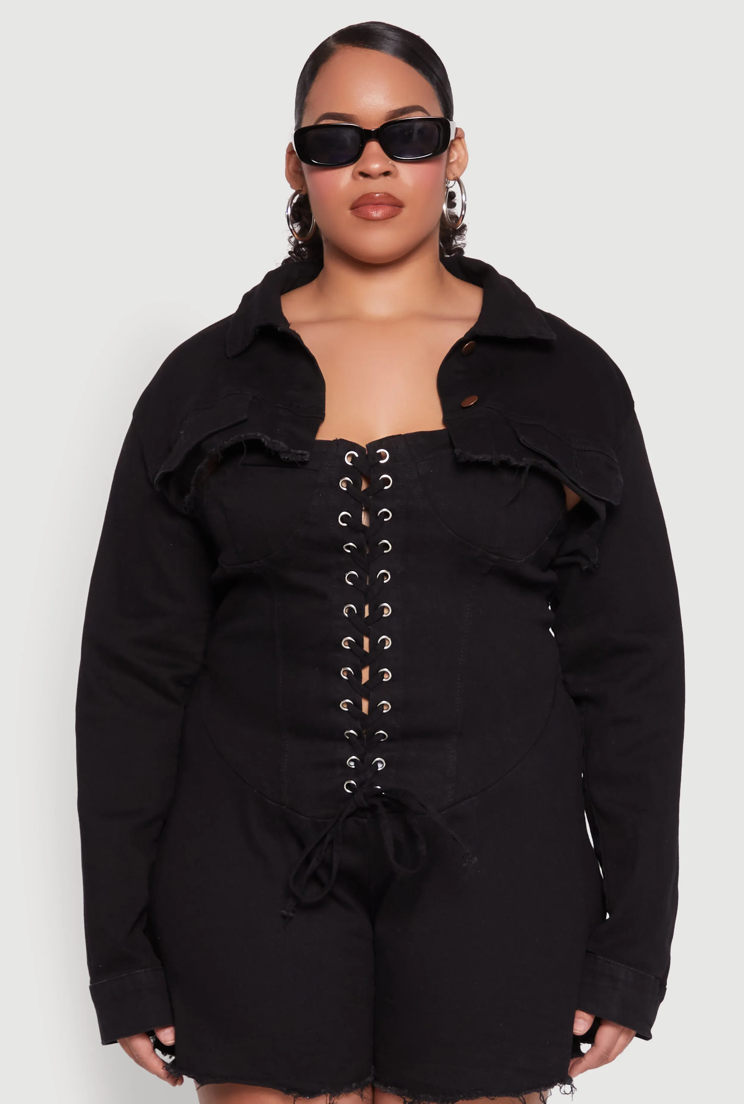 Plus Size Daisy Distressed Bolero Jean Jacket sold by Rainbow product image thumbnail 2