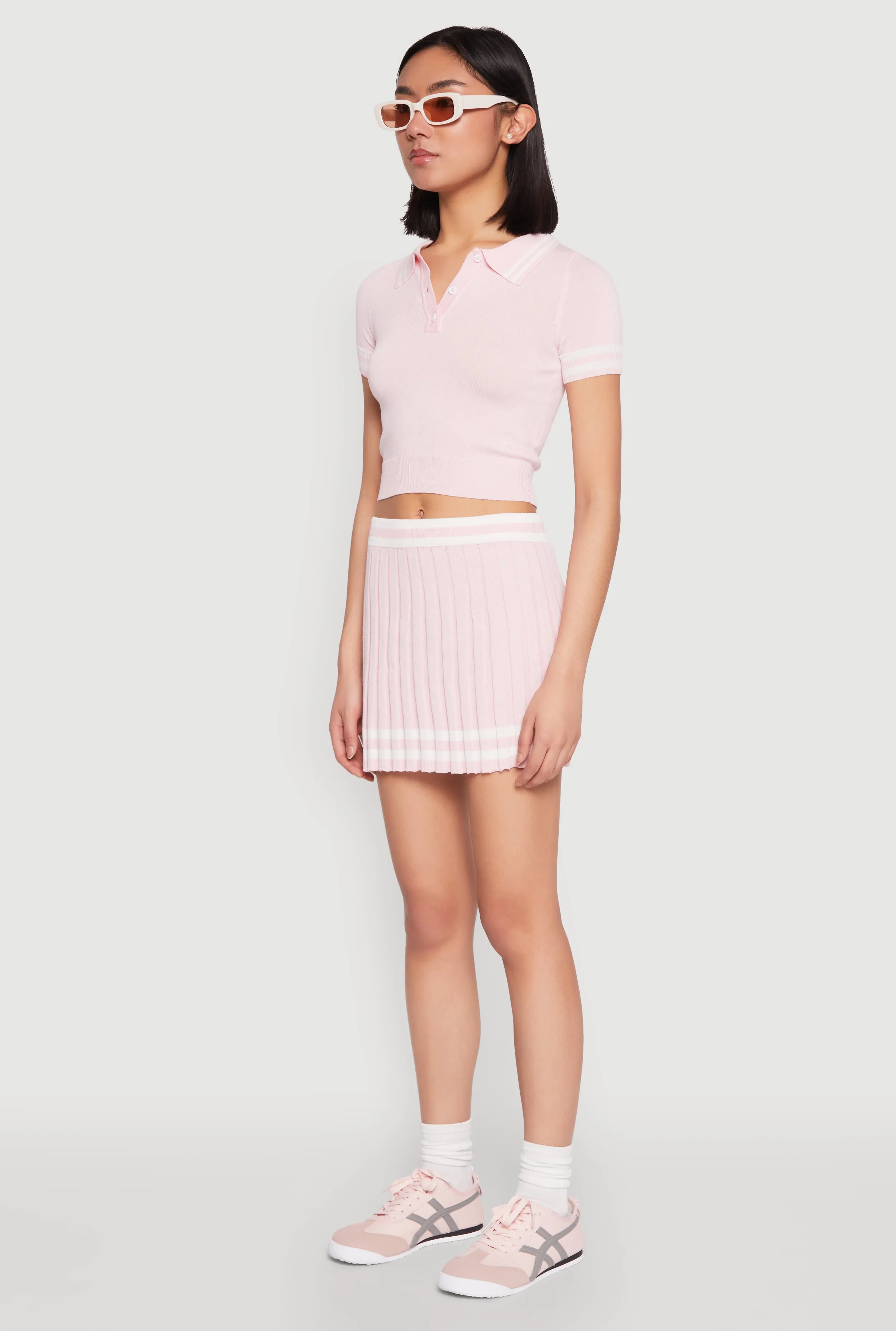 Varsity Stripe Detail Cropped Polo Shirt sold by Rainbow product image thumbnail 5