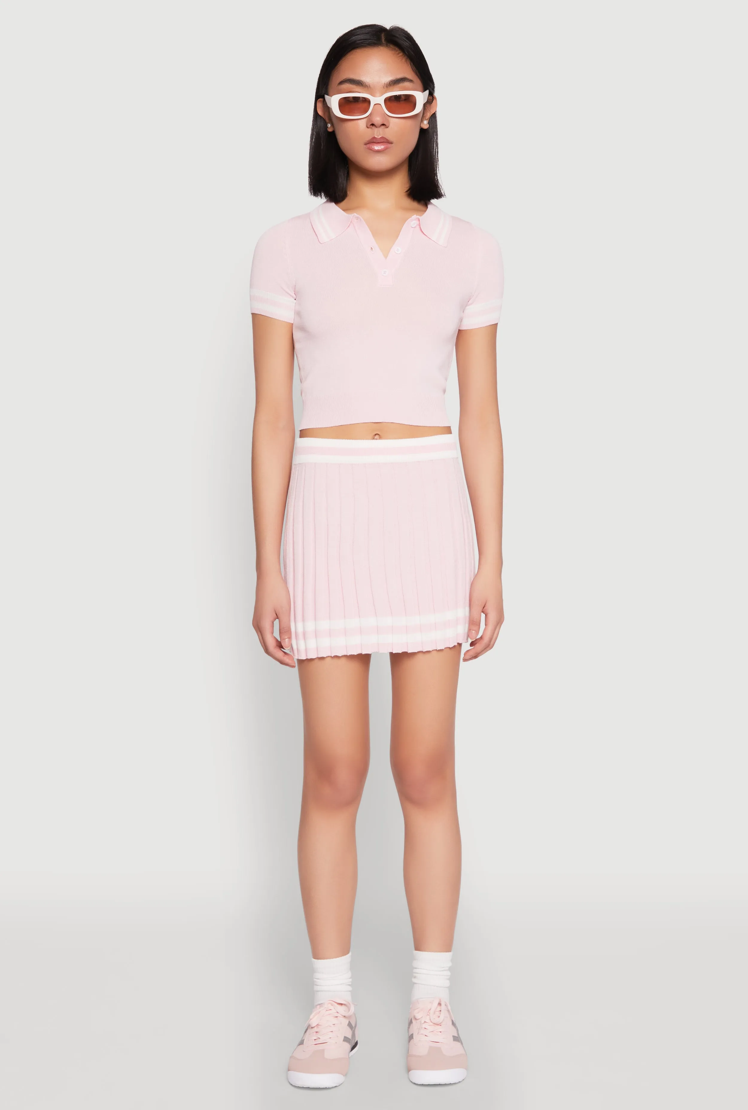 Varsity Stripe Detail Cropped Polo Shirt sold by Rainbow product image thumbnail 3