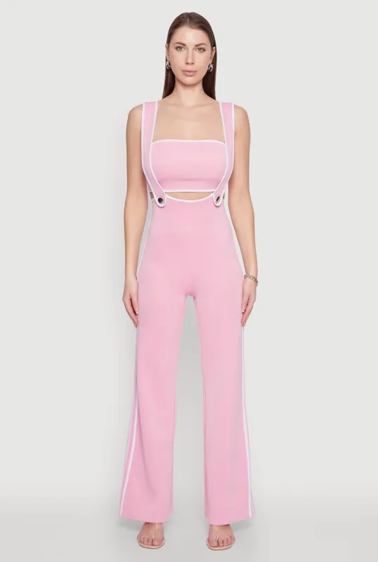 Contrast Trim Suspender Pants with Bandeau Top sold by Rainbow