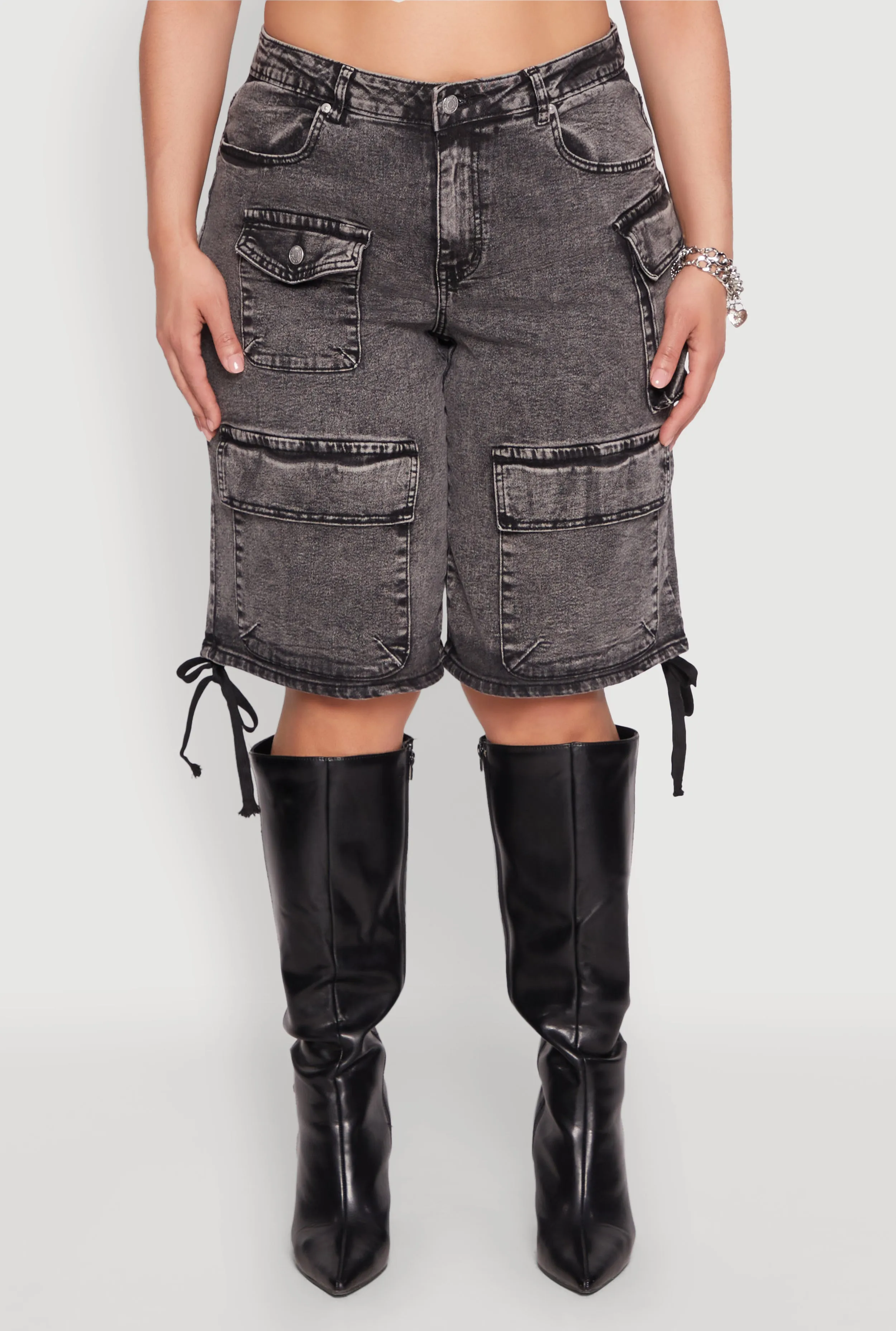 Plus Size Almost Famous Acid Wash Cargo Bermuda Shorts sold by Rainbow product image thumbnail 5