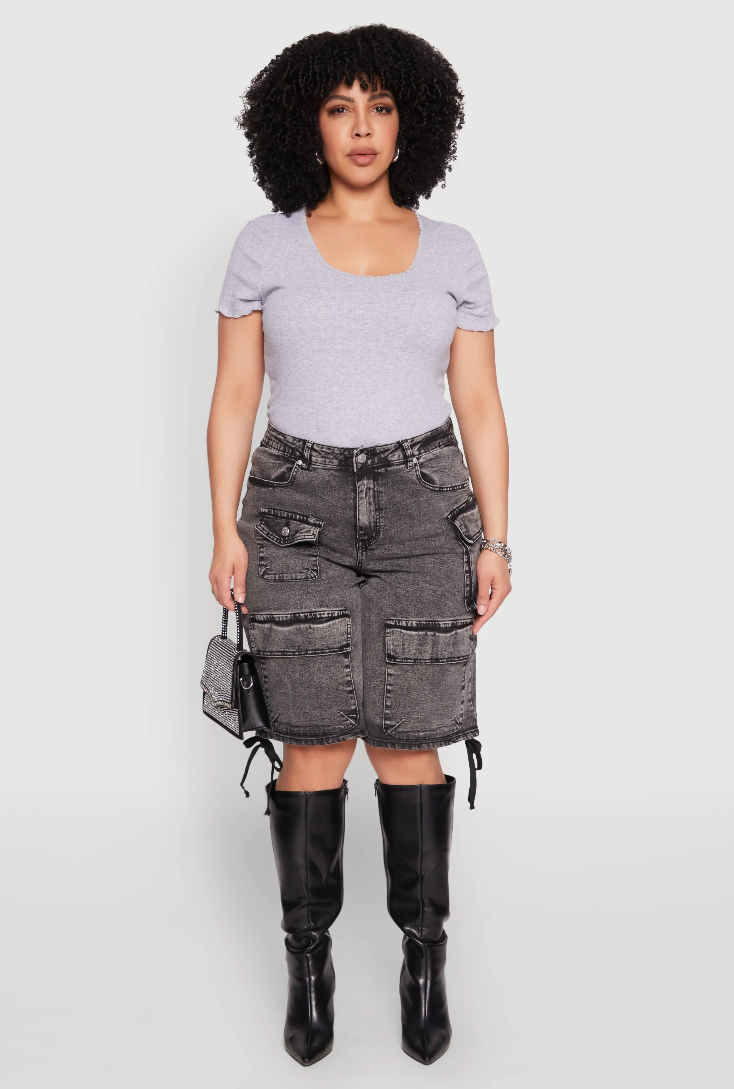Plus Size Almost Famous Acid Wash Cargo Bermuda Shorts sold by Rainbow product image thumbnail 2