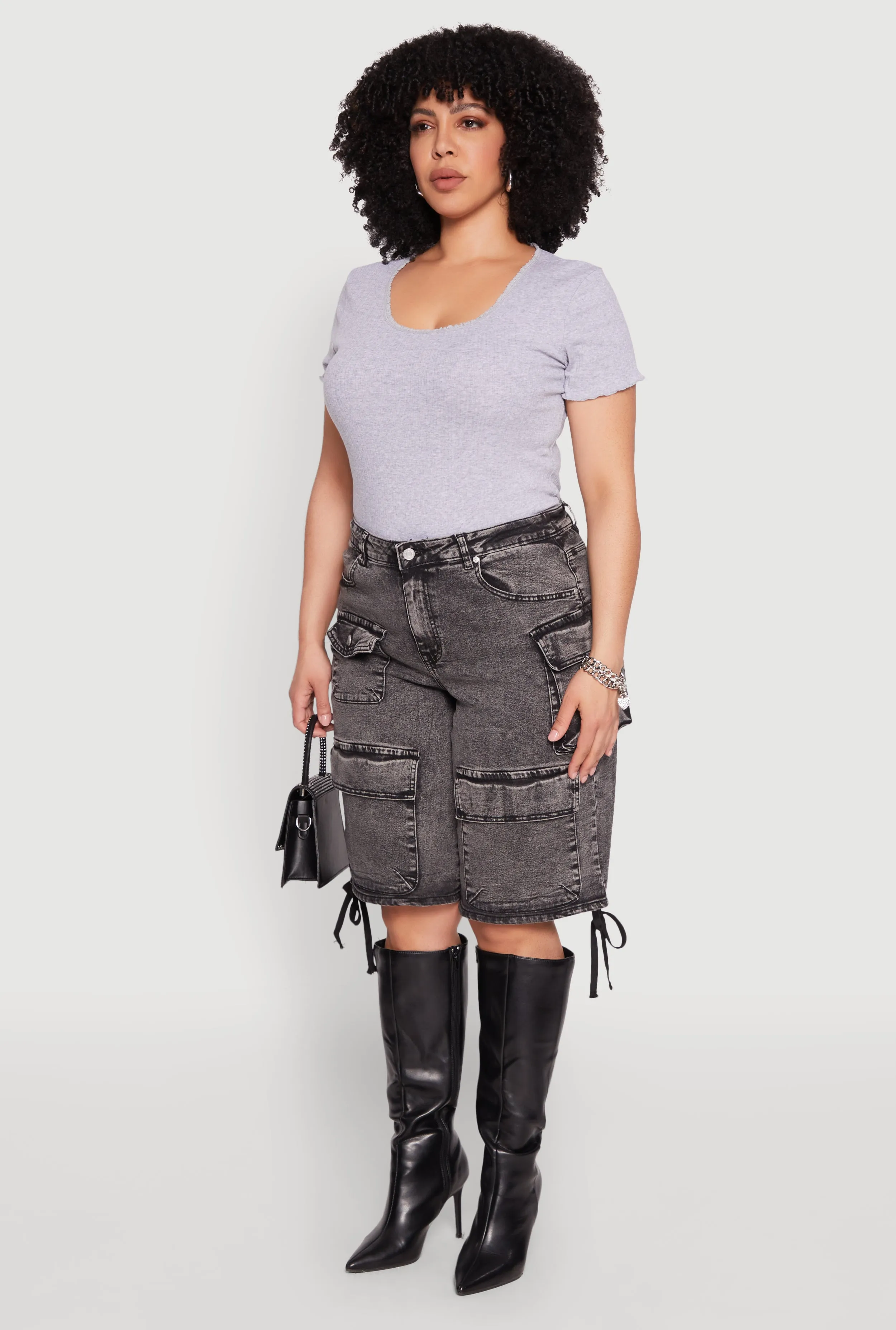 Plus Size Almost Famous Acid Wash Cargo Bermuda Shorts sold by Rainbow product image thumbnail 3