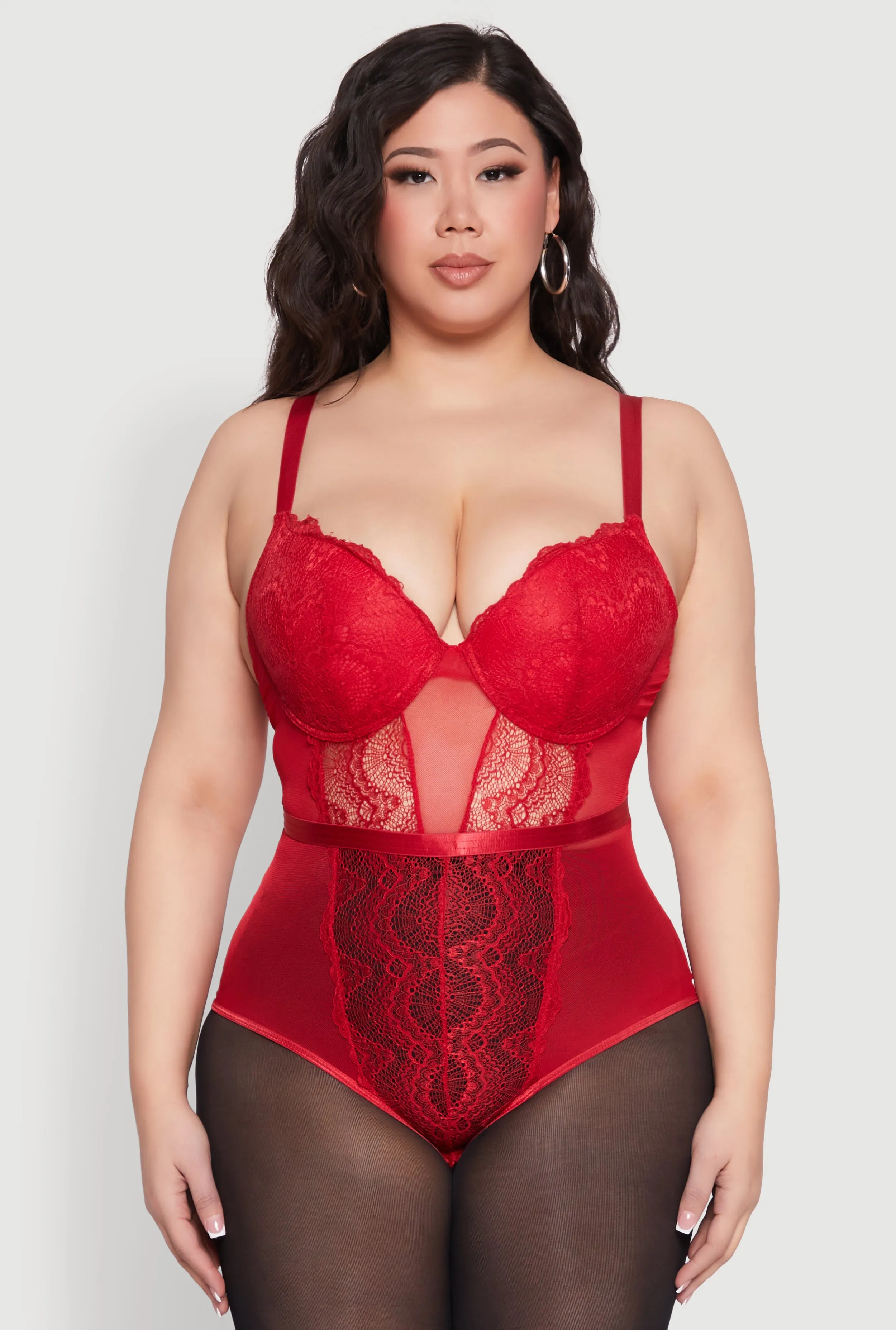 Plus Size Lace Detail Bustier Bodysuit sold by Rainbow product image thumbnail 2