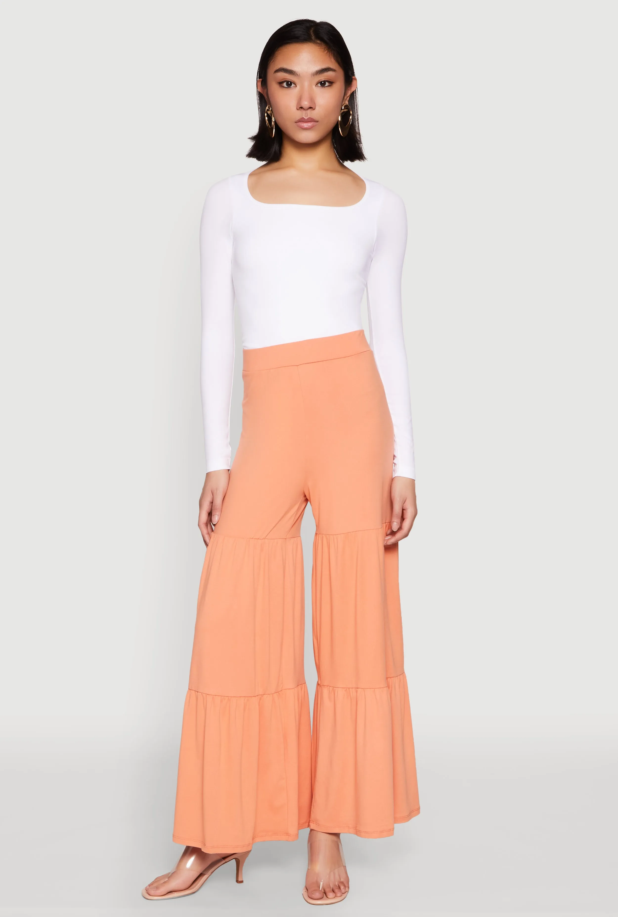 High Waisted Tiered Palazzo Pants sold by Rainbow