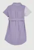 Little Girls Linen Gold Button Front Shirt Dress sold by Rainbow