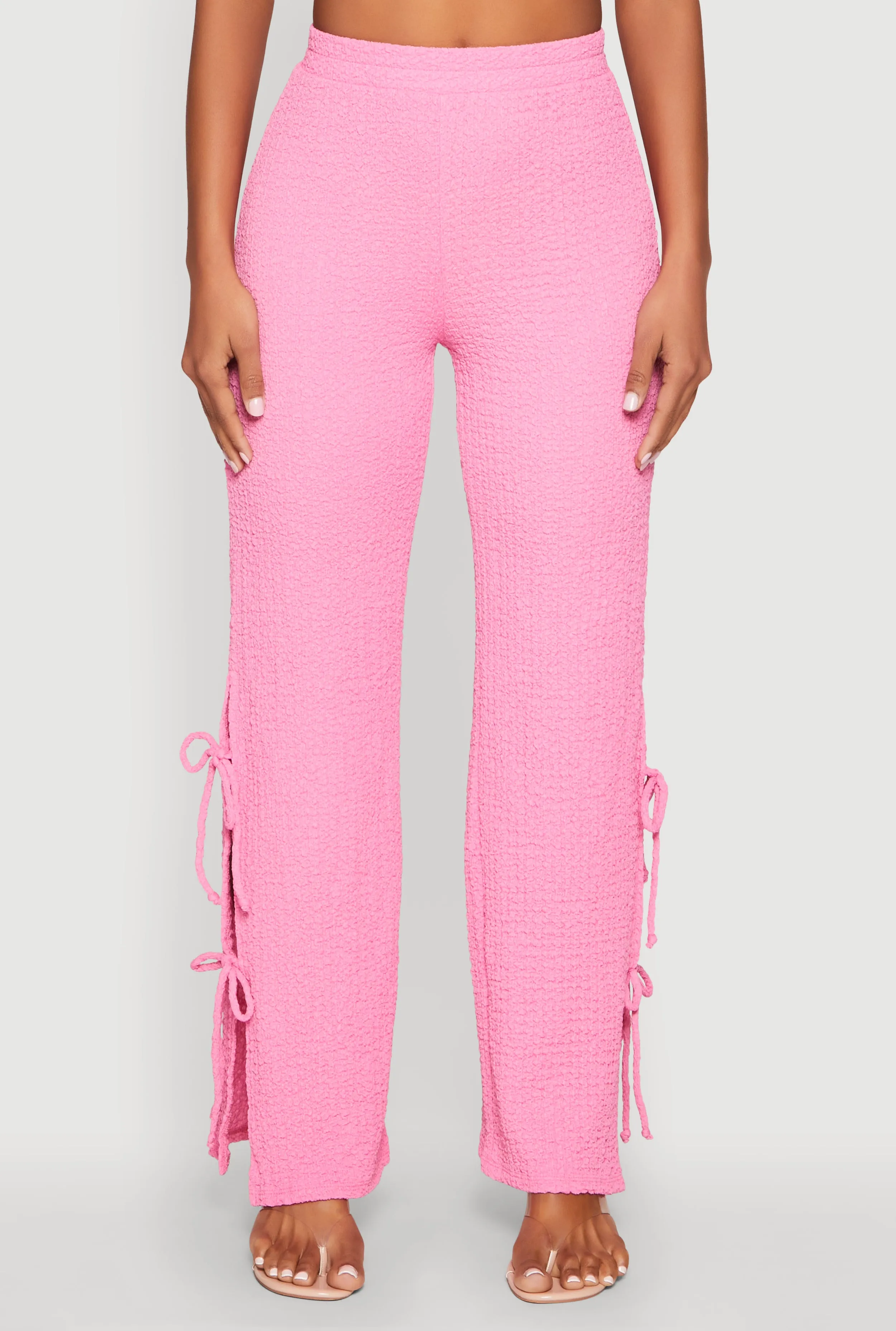 Textured Knit Double Side Tie Slit Pants sold by Rainbow product image thumbnail 3