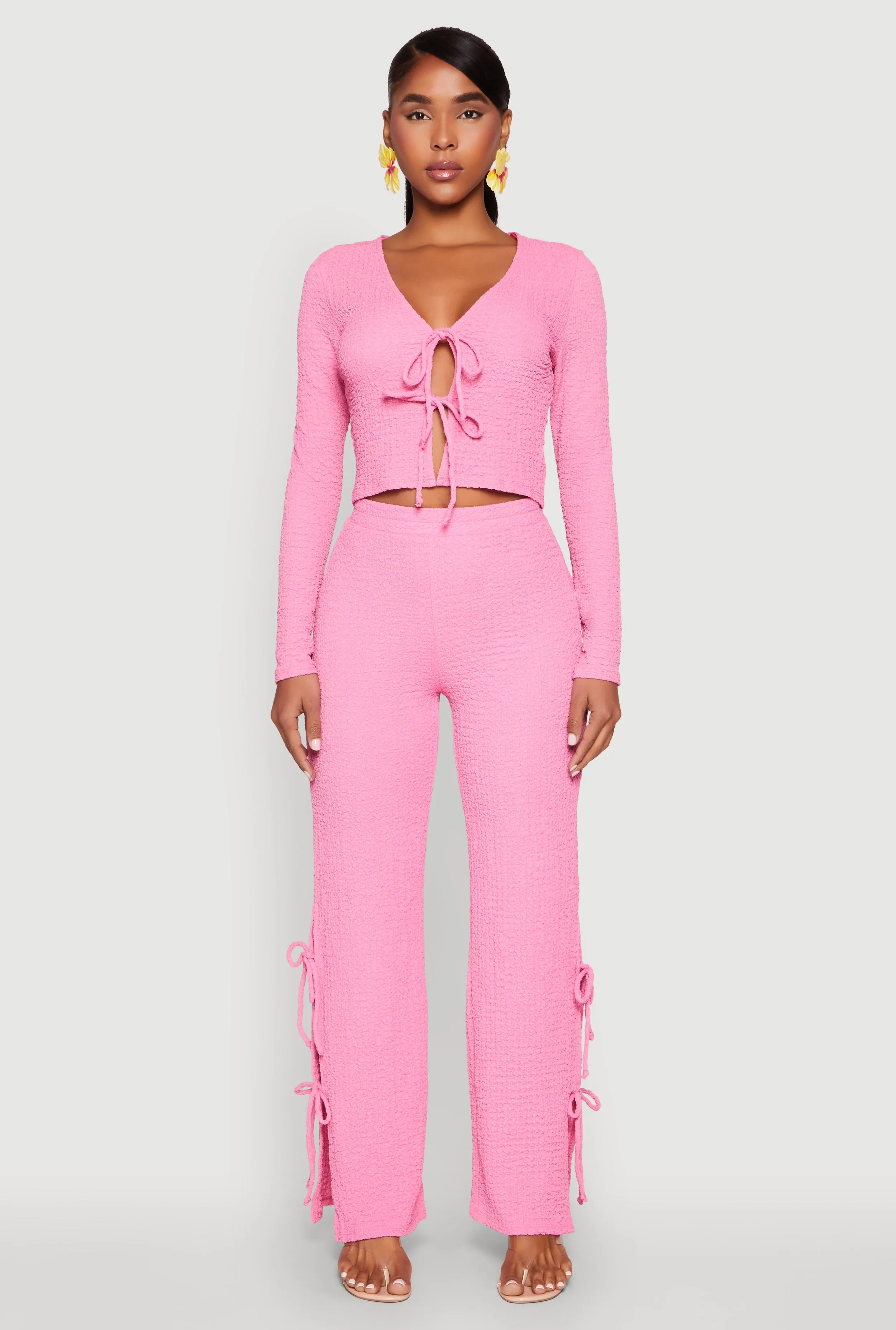 Textured Knit Double Side Tie Slit Pants sold by Rainbow product image thumbnail 2