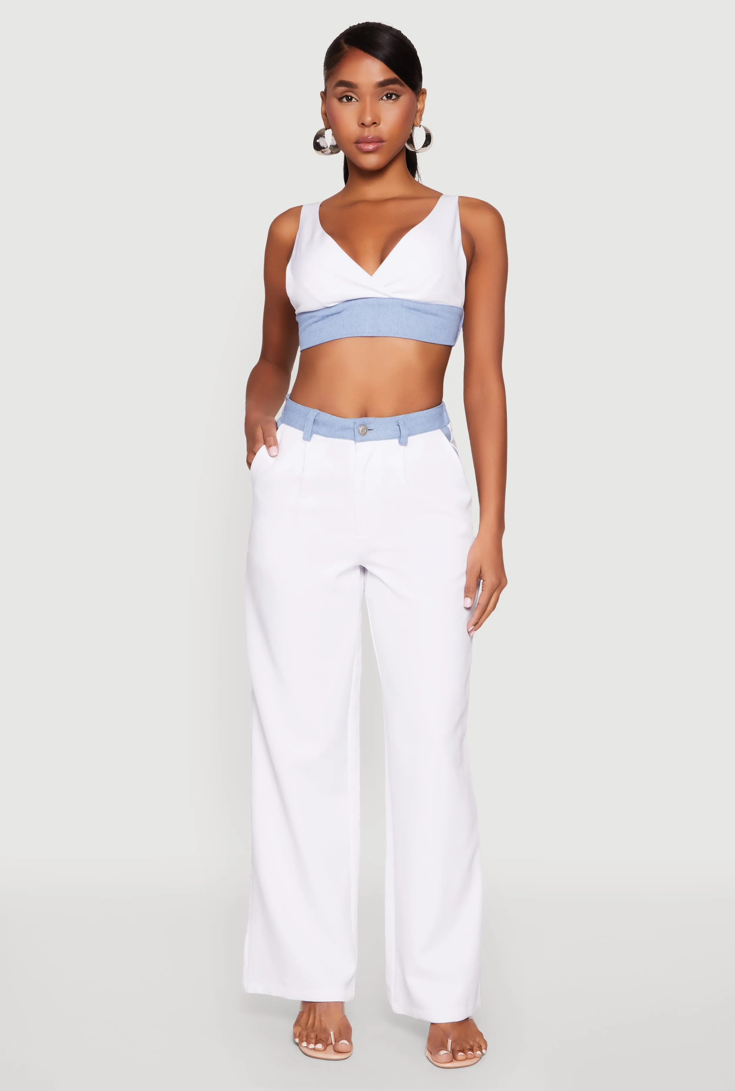 Denim Trim High Waisted Pants sold by Rainbow