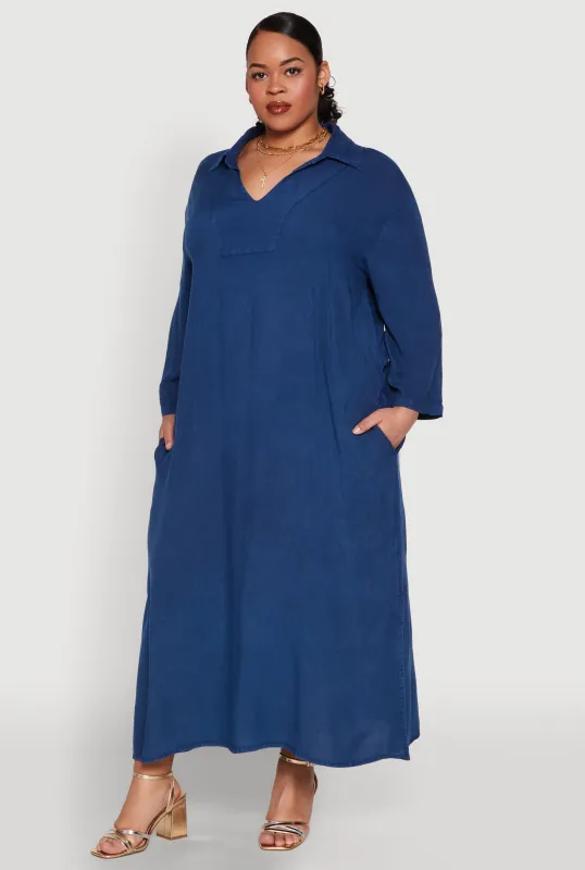 Plus Size Chambray Caftan Dress sold by Rainbow