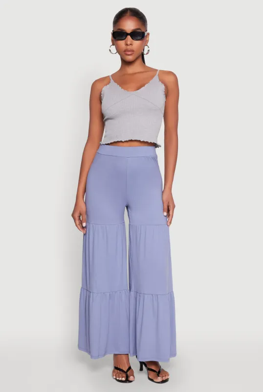 High Waisted Tiered Palazzo Pants sold by Rainbow
