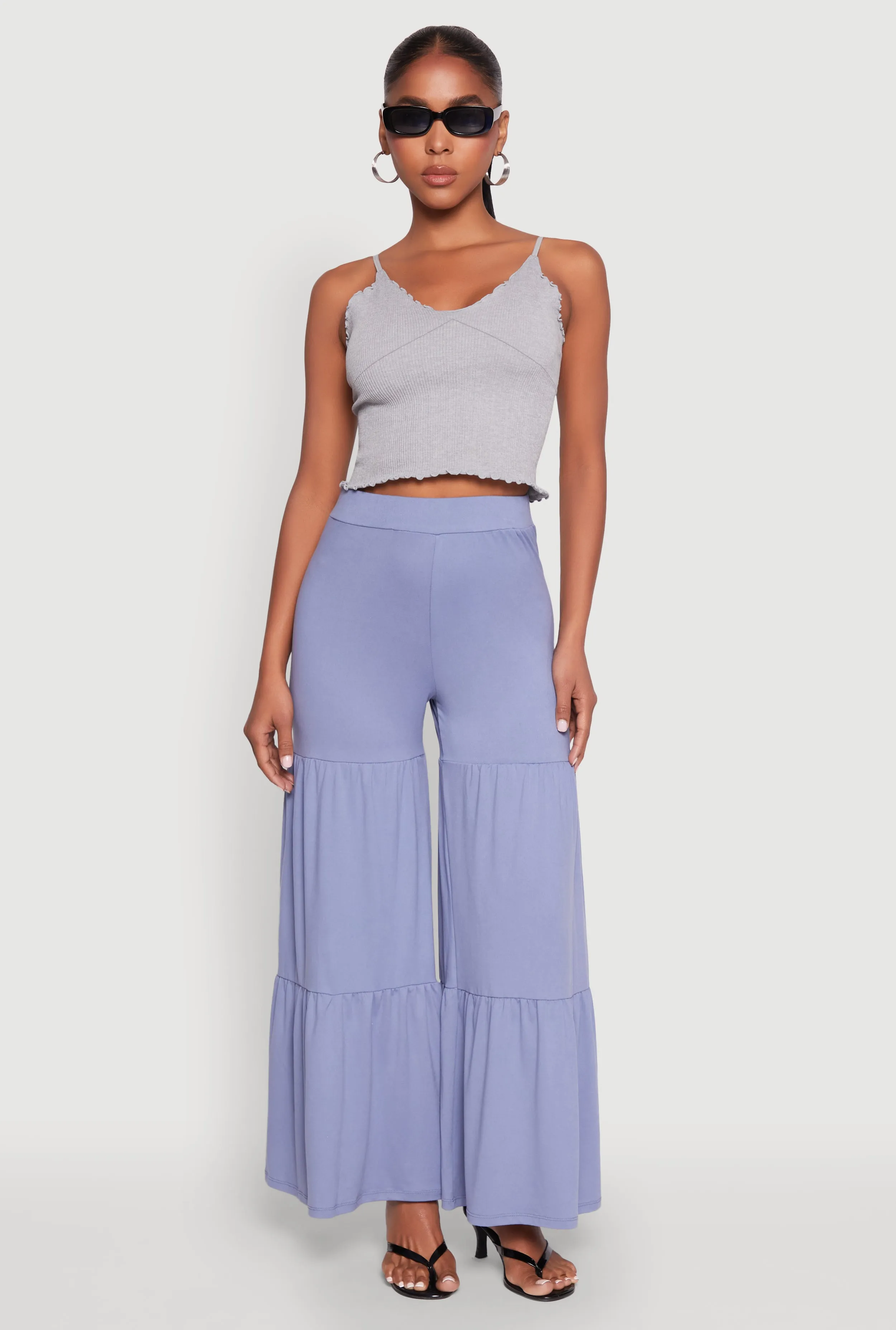 High Waisted Tiered Palazzo Pants sold by Rainbow