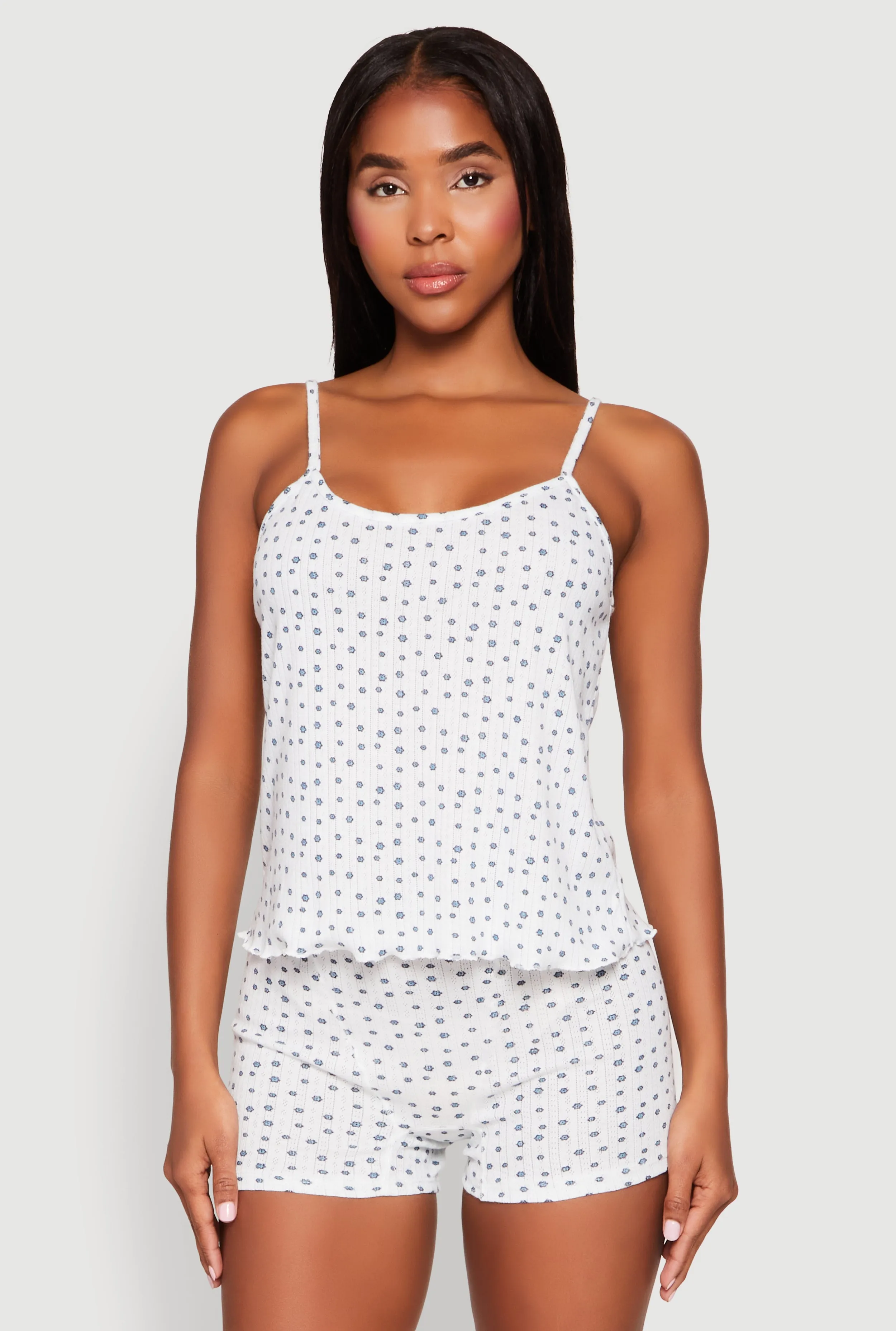 Pointelle Printed Pajama Cami and Shorts Set sold by Rainbow product image thumbnail 2