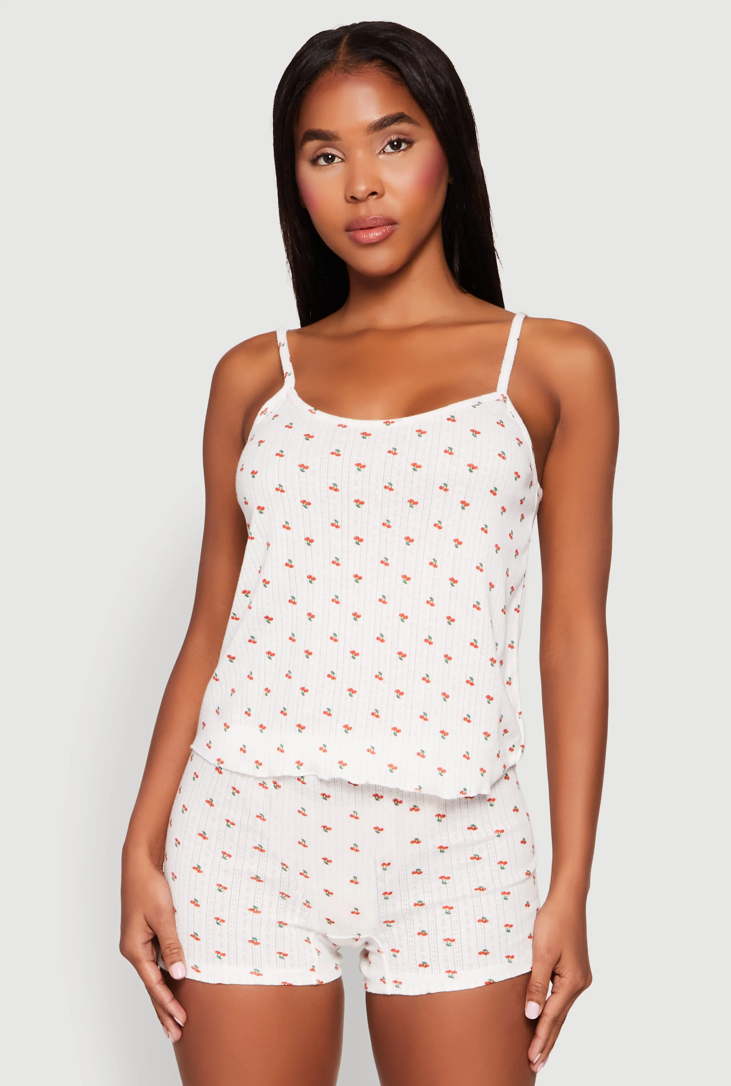 Pointelle Printed Pajama Cami and Shorts Set sold by Rainbow