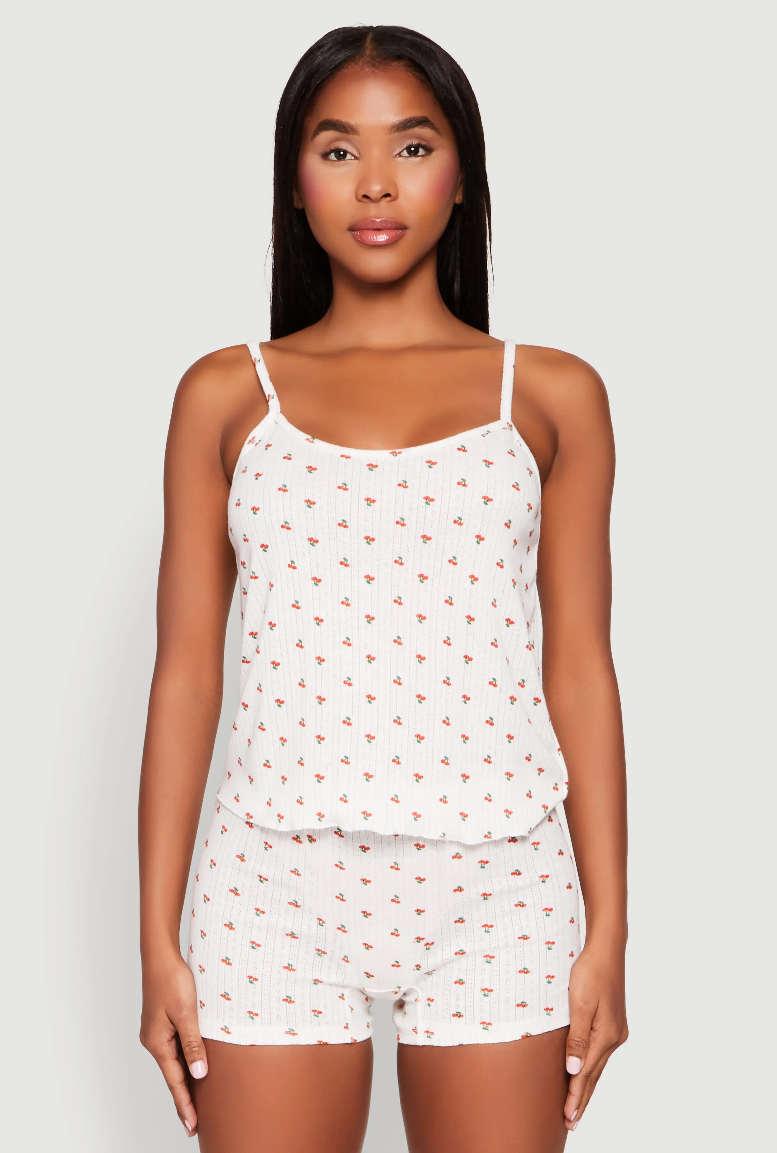 Pointelle Printed Pajama Cami and Shorts Set sold by Rainbow product image thumbnail 2