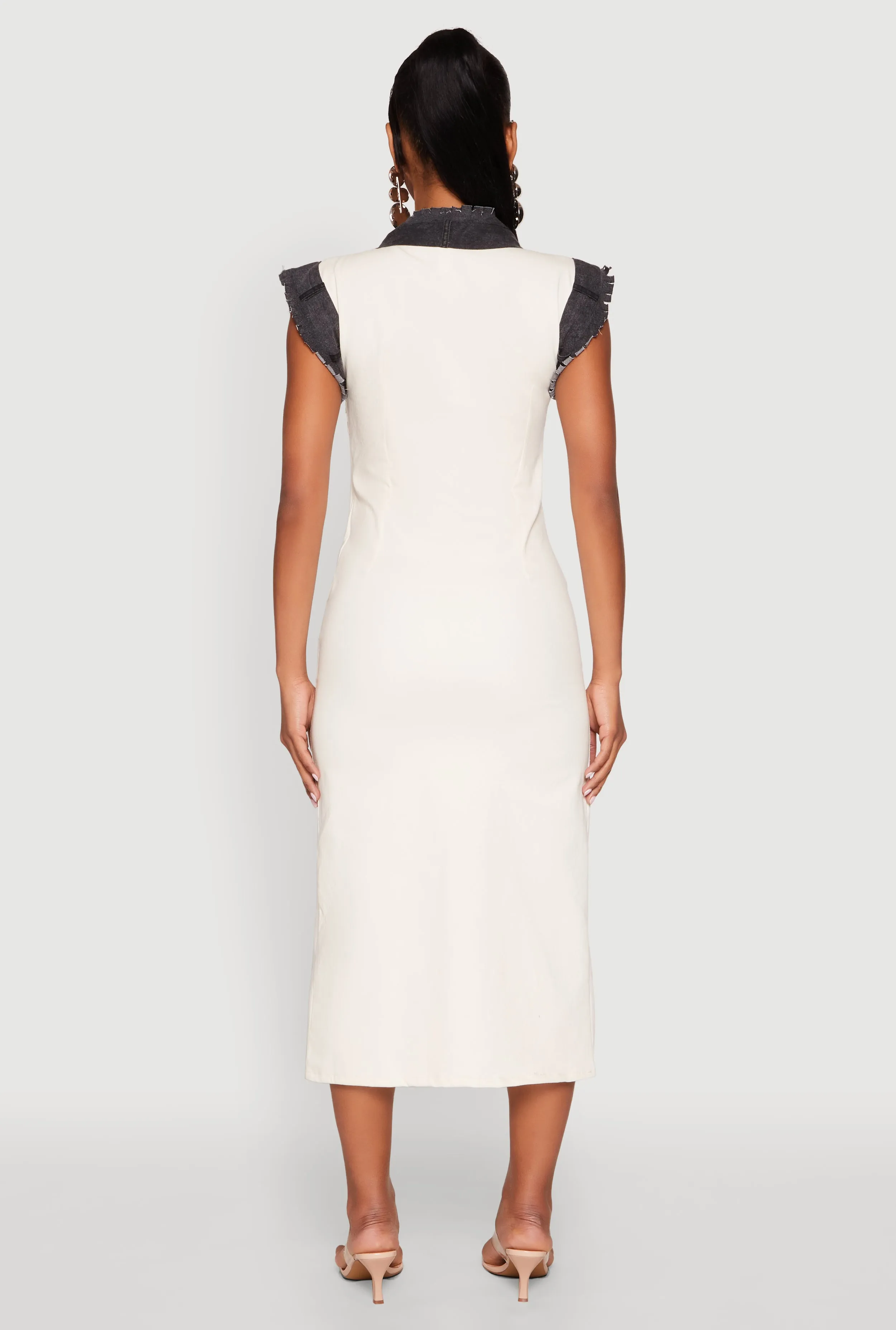 Denim Trim High Slit Midi Dress sold by Rainbow product image thumbnail 5