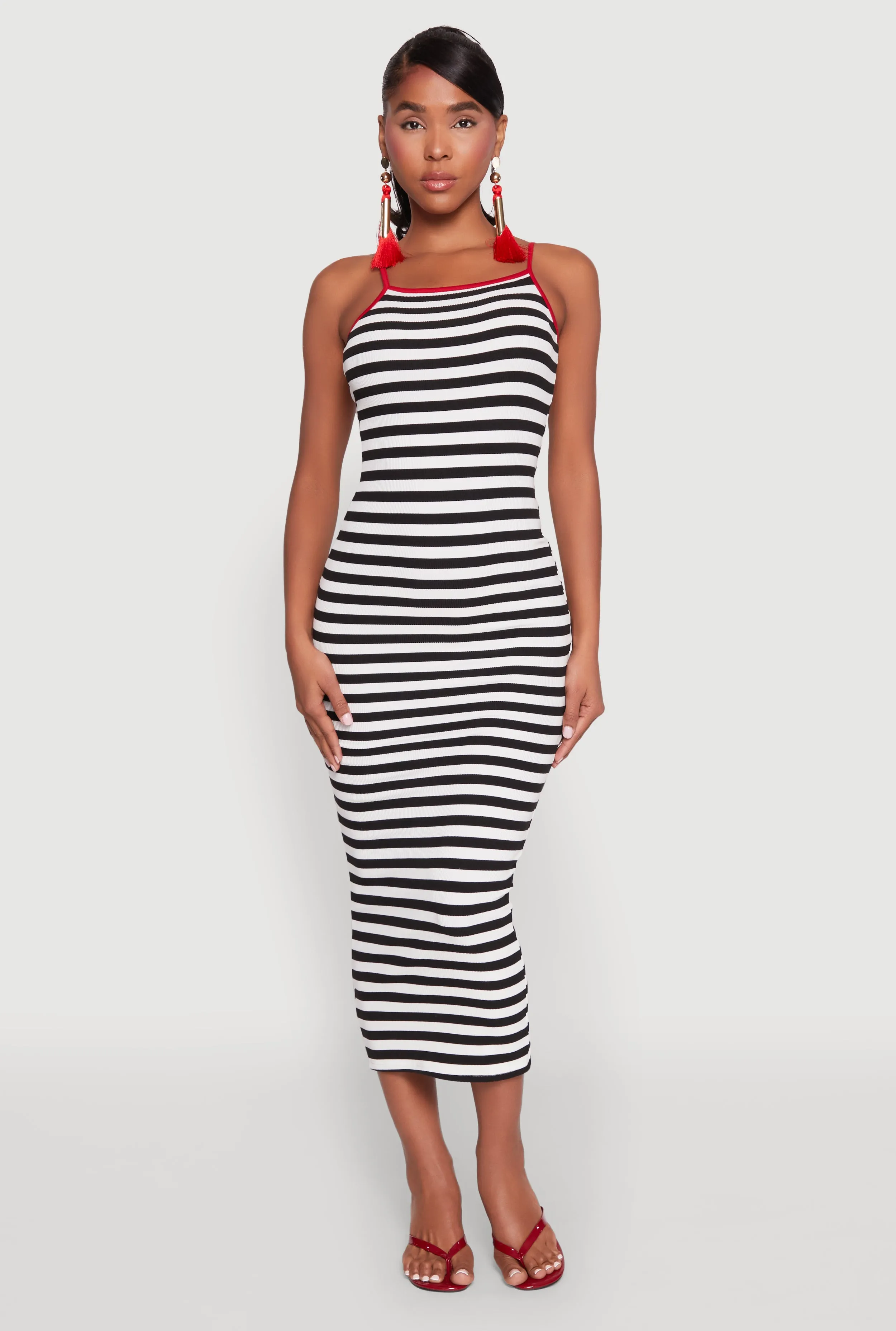 Contrast Trim Striped Maxi Dress sold by Rainbow