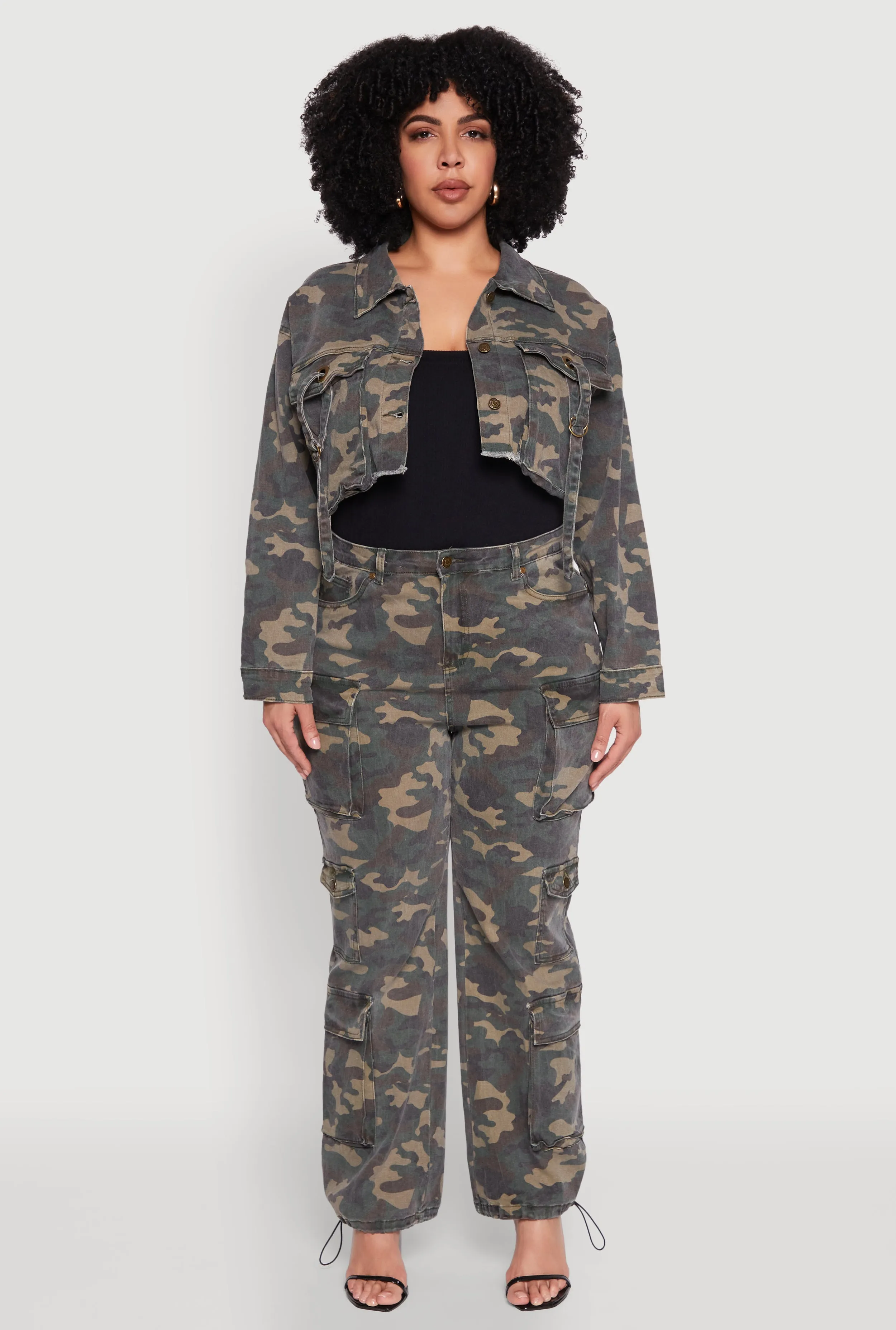 Plus Size Camouflage Cropped Cargo Jacket sold by Rainbow product image thumbnail 3