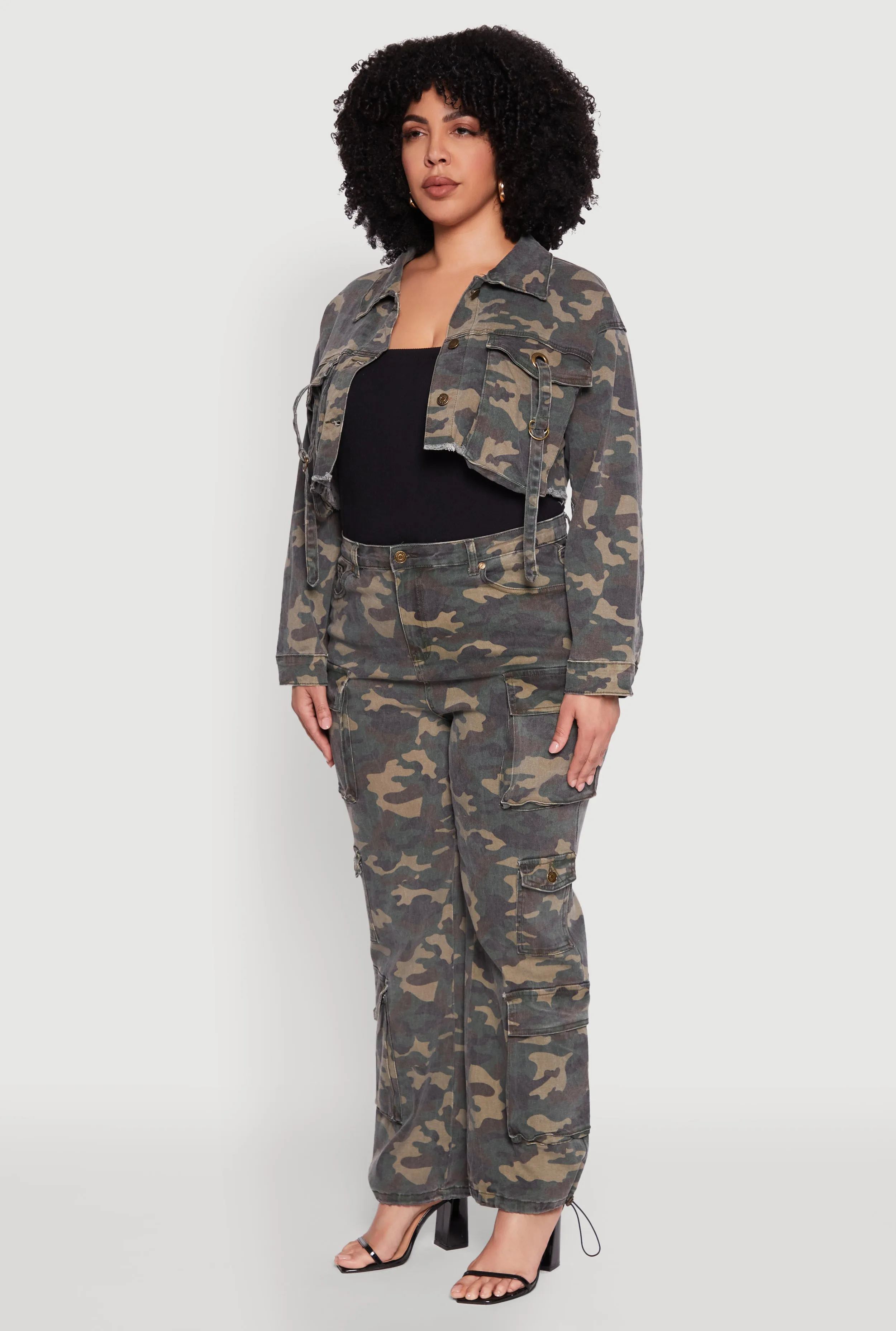 Plus Size Camouflage Cropped Cargo Jacket sold by Rainbow product image thumbnail 5
