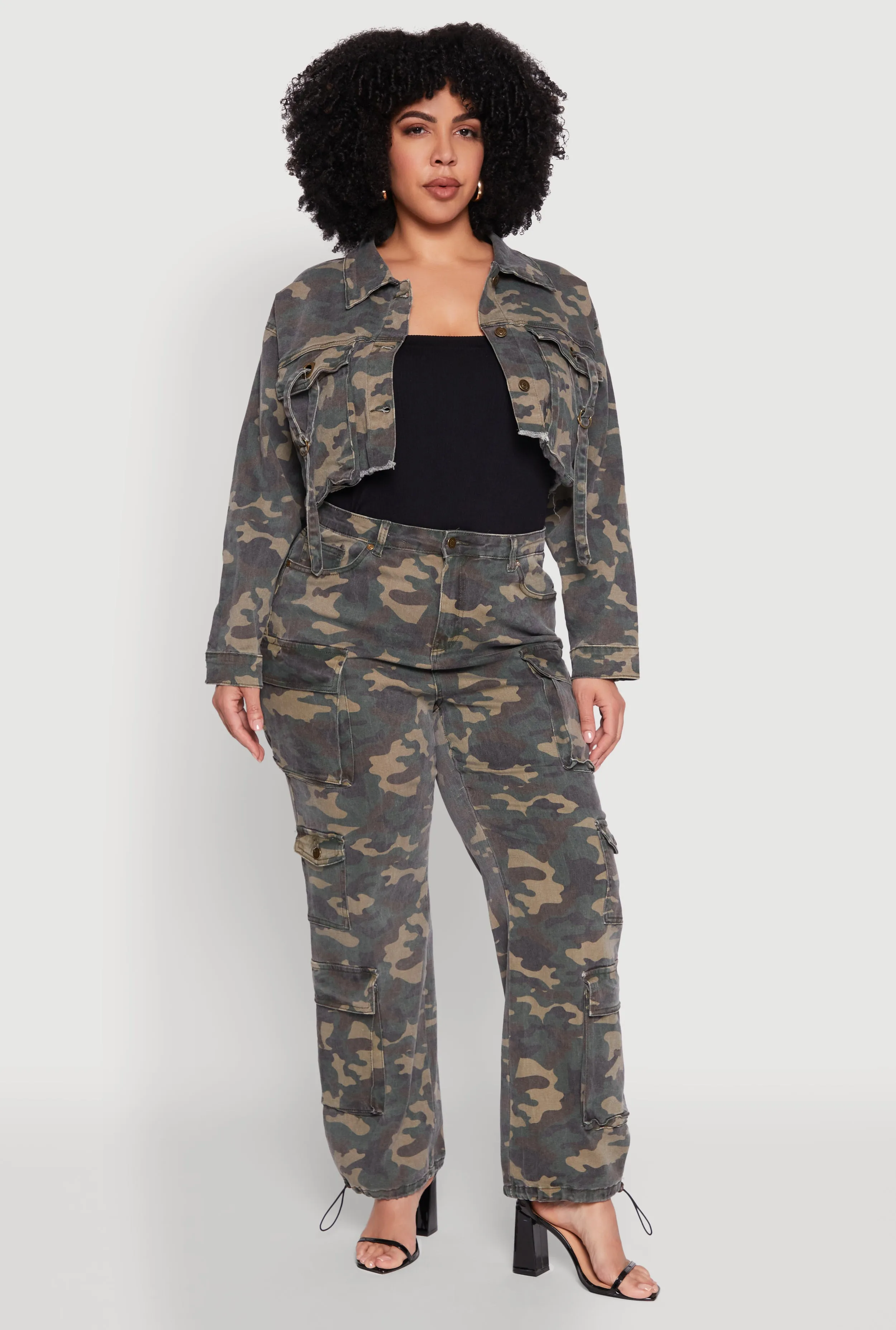 Plus Size Camouflage Cropped Cargo Jacket sold by Rainbow product image thumbnail 2