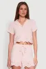 Haute Monde Eyelet Detail Cropped Shirt sold by Rainbow