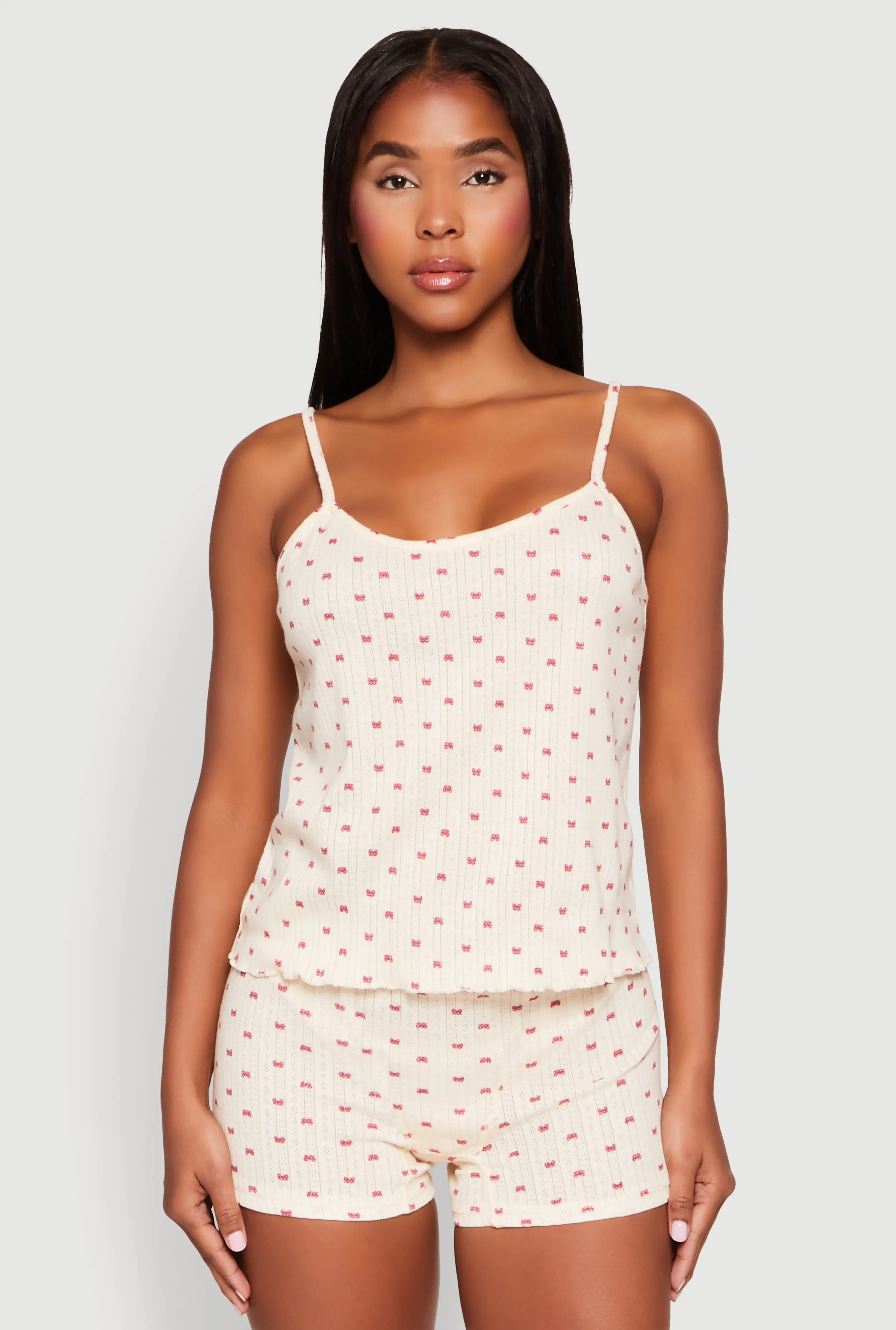 Pointelle Printed Pajama Cami and Shorts Set sold by Rainbow