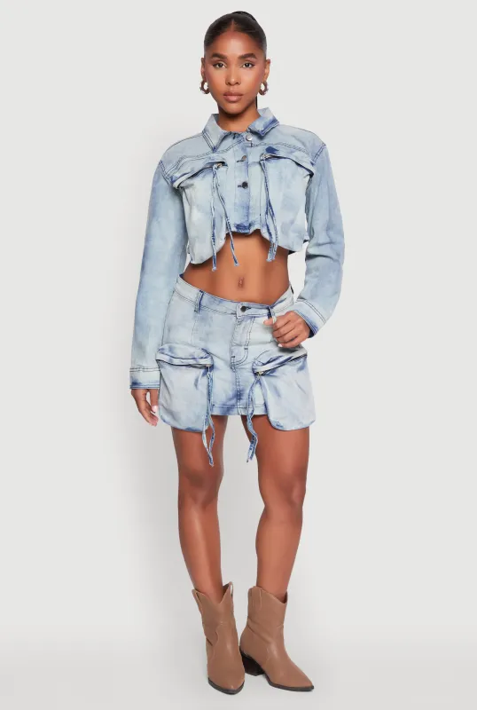 Spoon Jeans Cargo Pocket Mini Denim Skirt sold by Rainbow