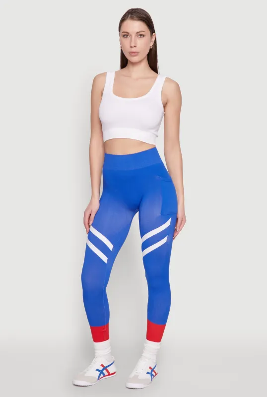 Contrast Trim Cell Phone Pocket Leggings sold by Rainbow