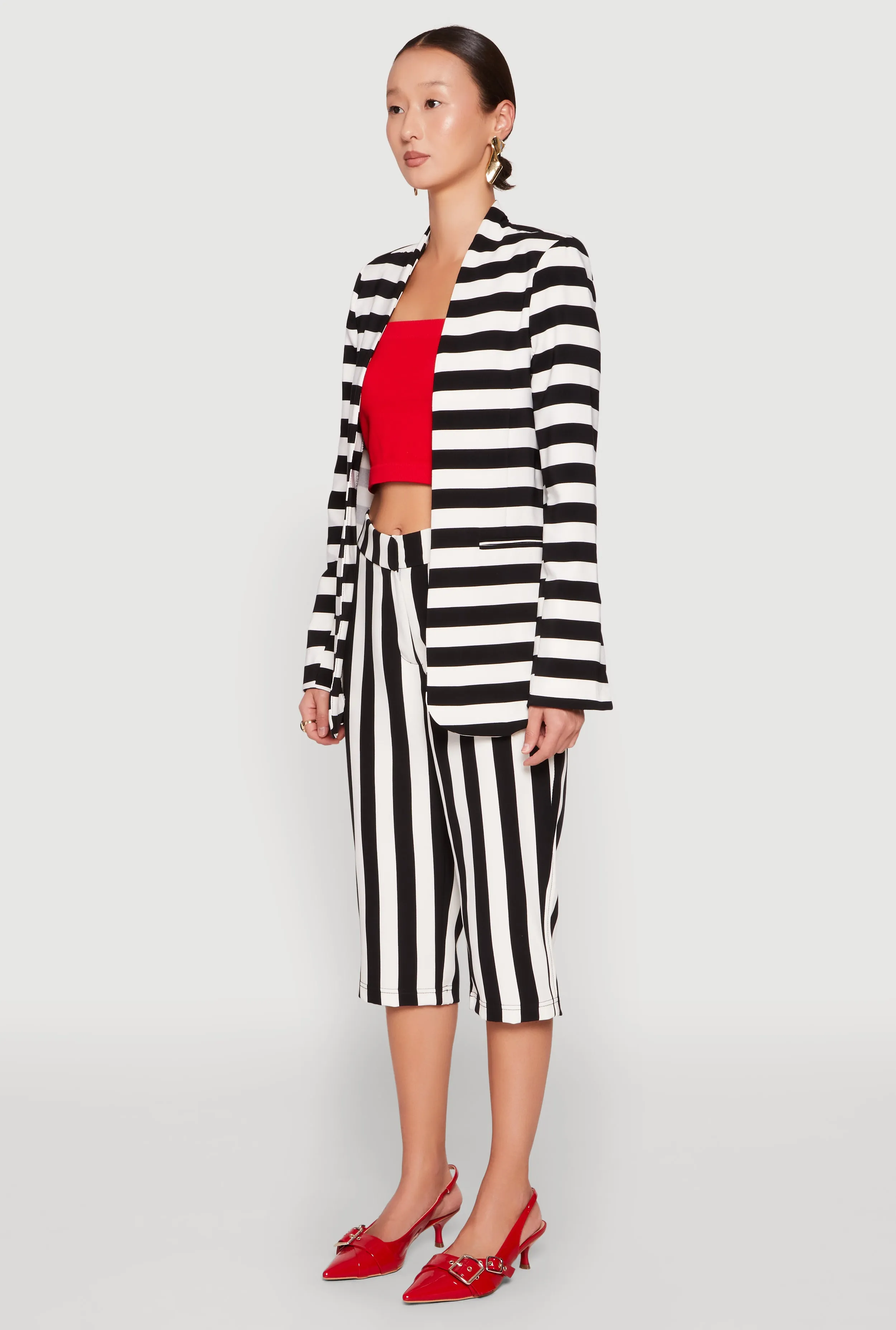Striped Padded Shoulder Blazer sold by Rainbow product image thumbnail 5