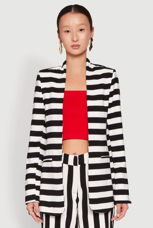 Striped Padded Shoulder Blazer sold by Rainbow