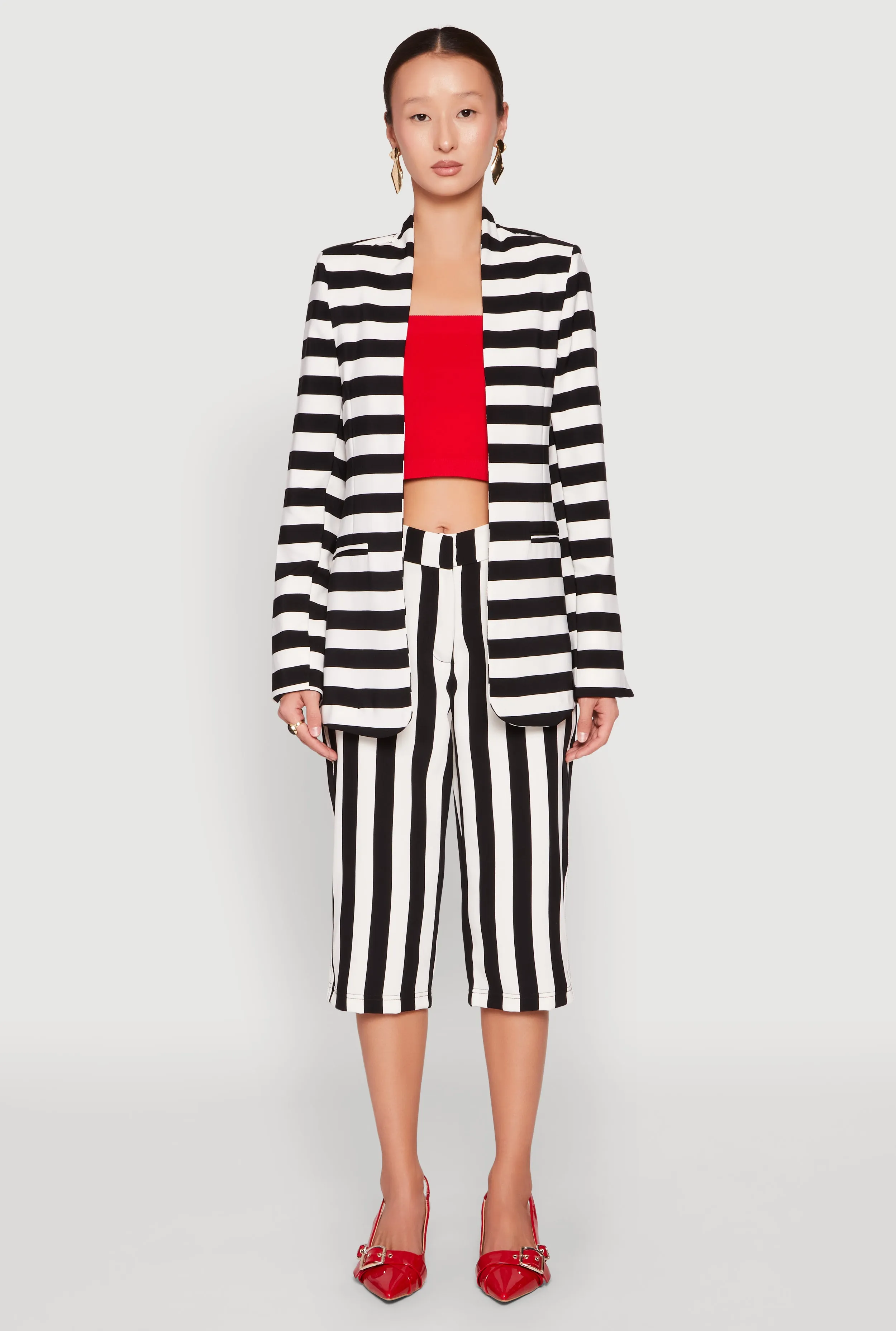 Striped Padded Shoulder Blazer sold by Rainbow product image thumbnail 3