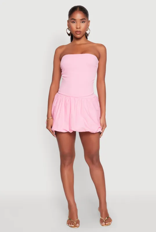 Strapless Bubble Hem Mini Dress sold by Rainbow