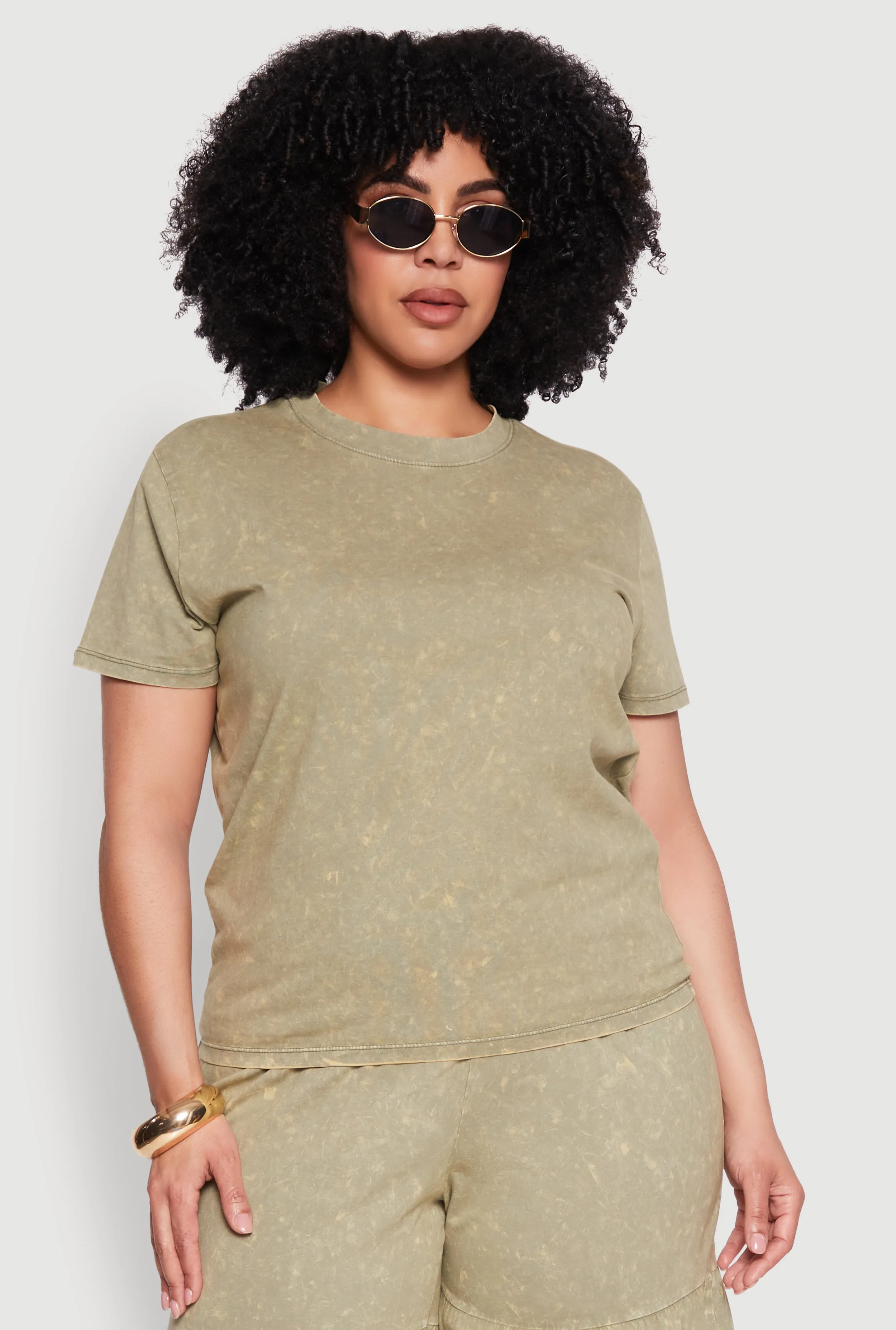 Plus Size Mineral Wash Short Sleeve Tee sold by Rainbow