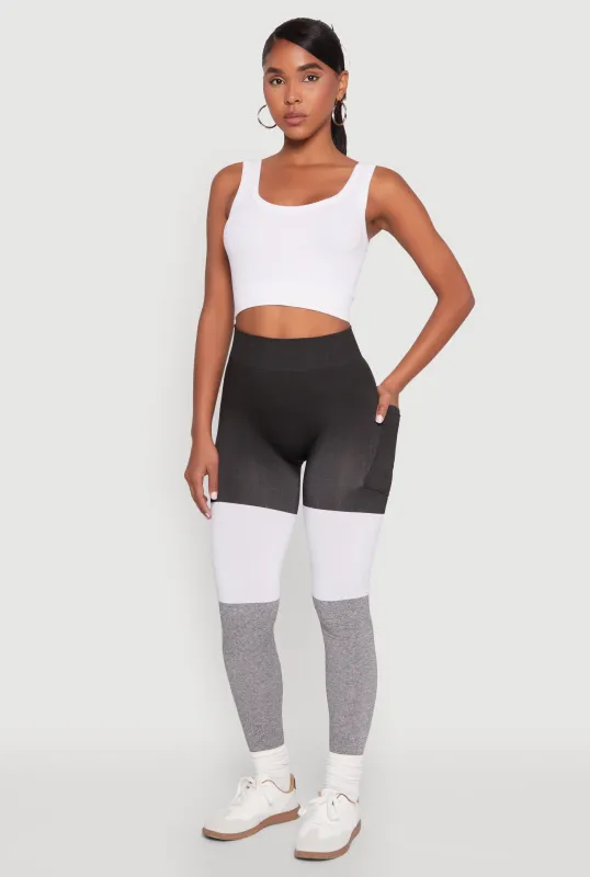 Color Block Side Pocket High Waist Leggings sold by Rainbow