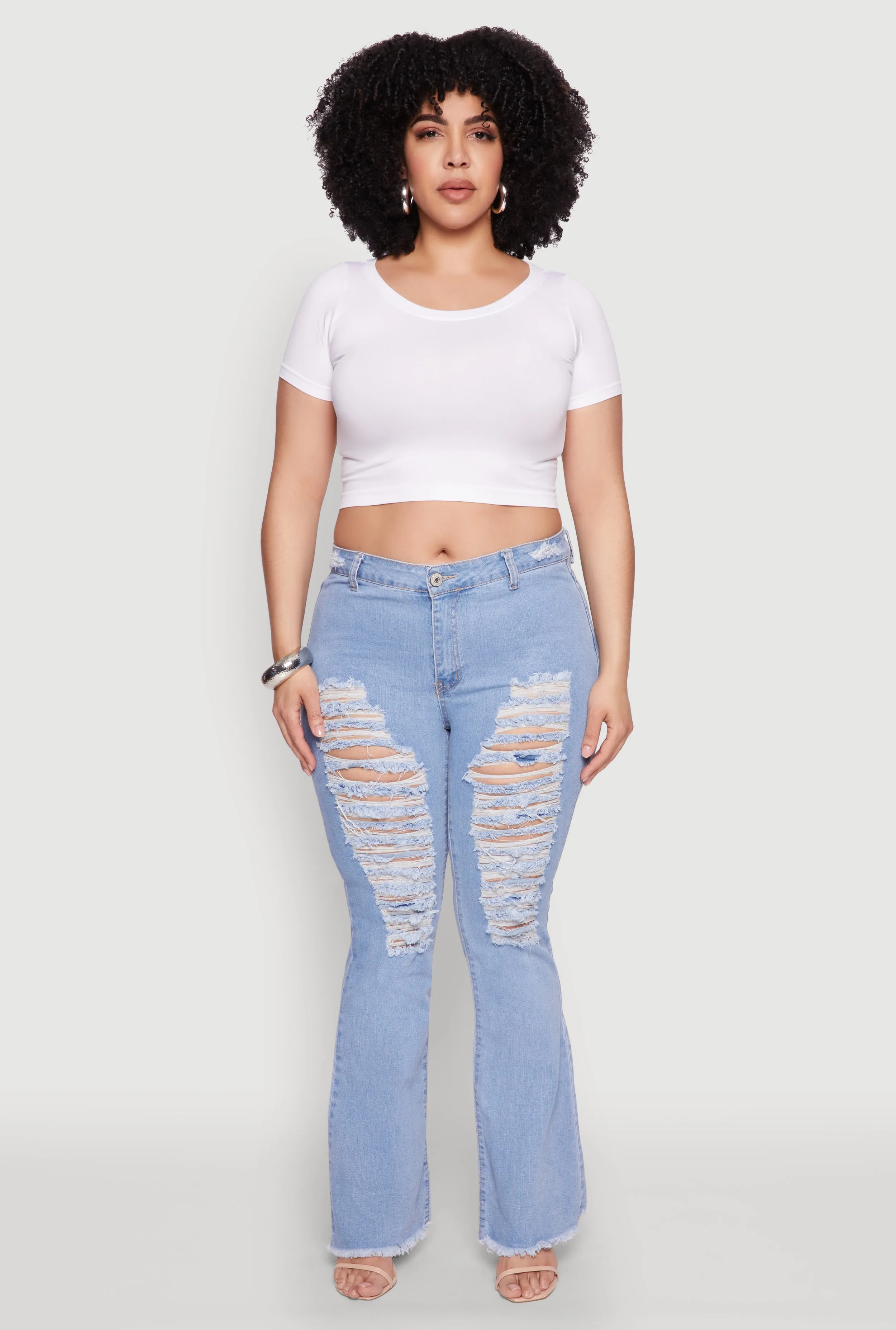 Plus Size Ripped Distressed Flare Jeans sold by Rainbow product image thumbnail 2