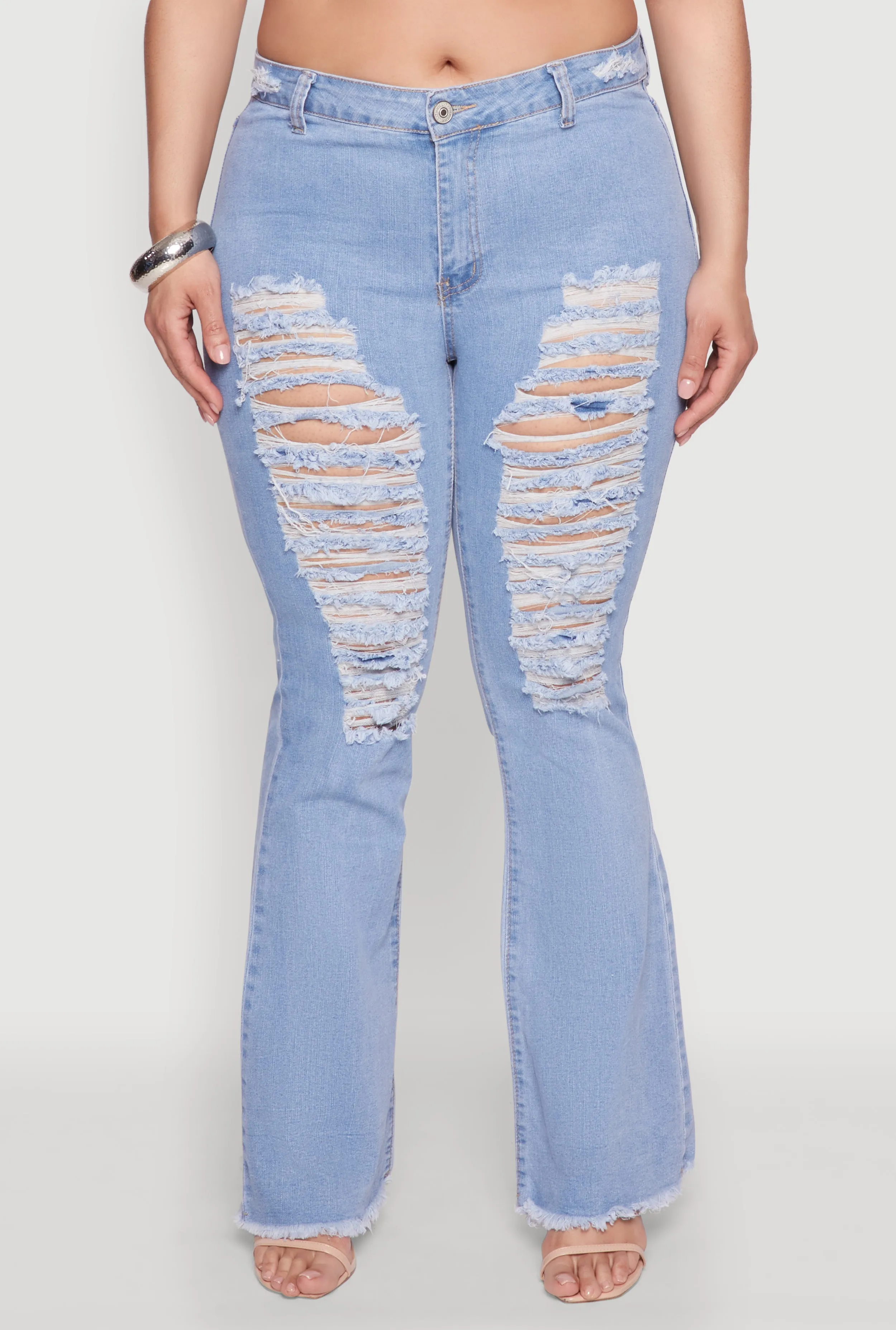 Plus Size Ripped Distressed Flare Jeans sold by Rainbow product image thumbnail 5