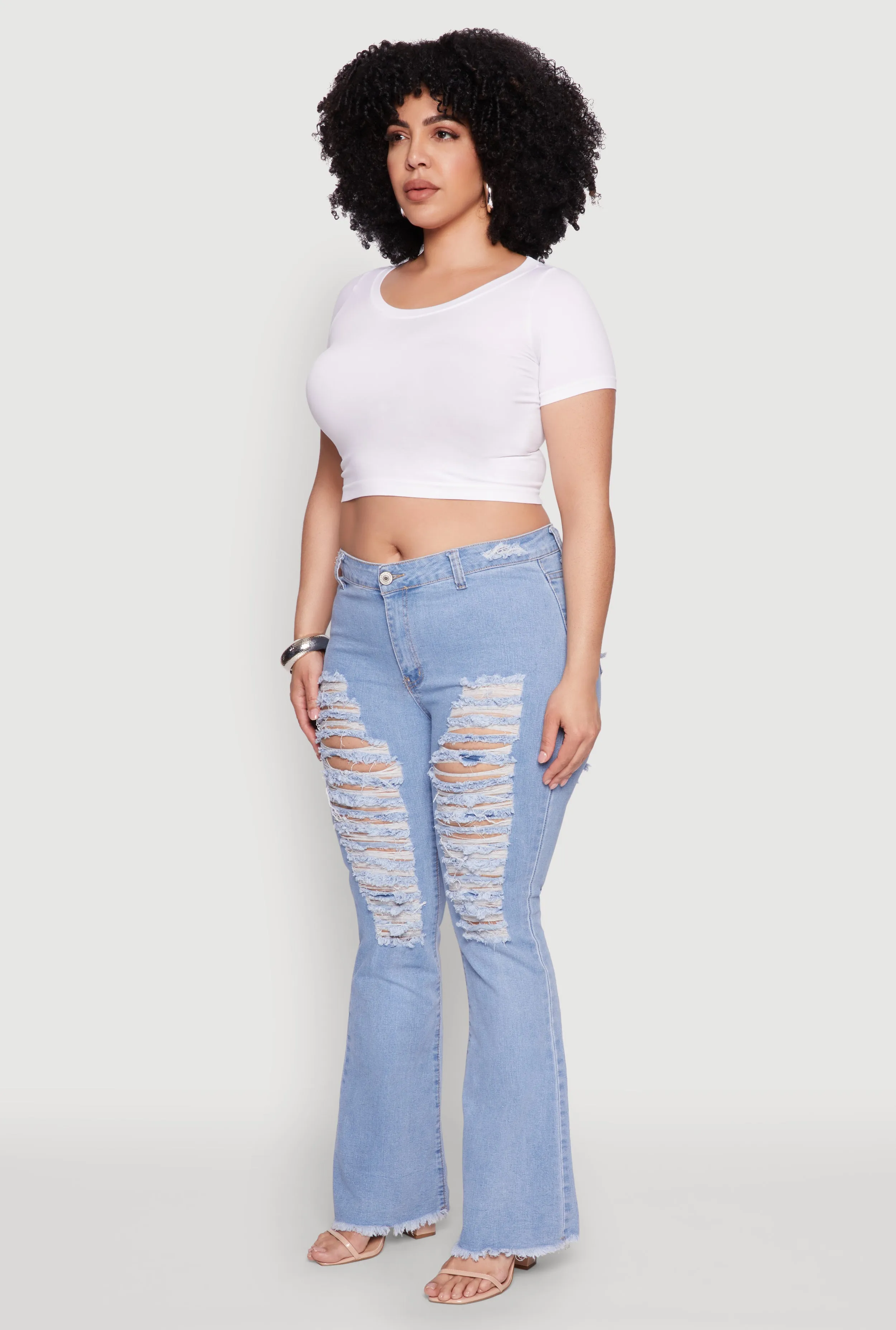 Plus Size Ripped Distressed Flare Jeans sold by Rainbow product image thumbnail 3