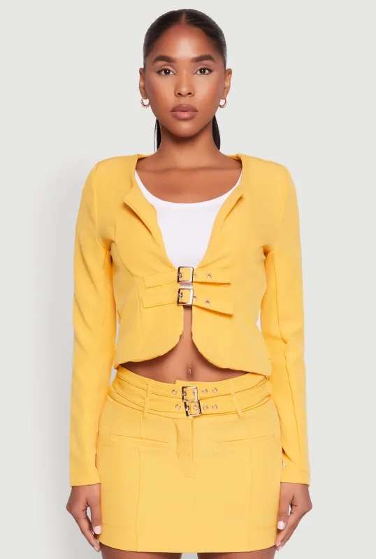 Buckle Front Padded Shoulder Blazer sold by Rainbow