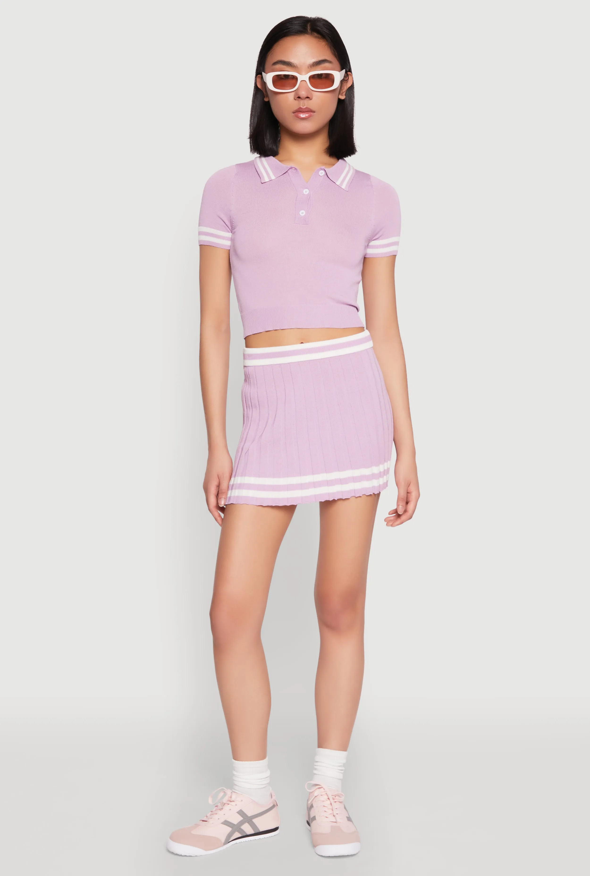 Varsity Stripe Detail Cropped Polo Shirt sold by Rainbow product image thumbnail 3