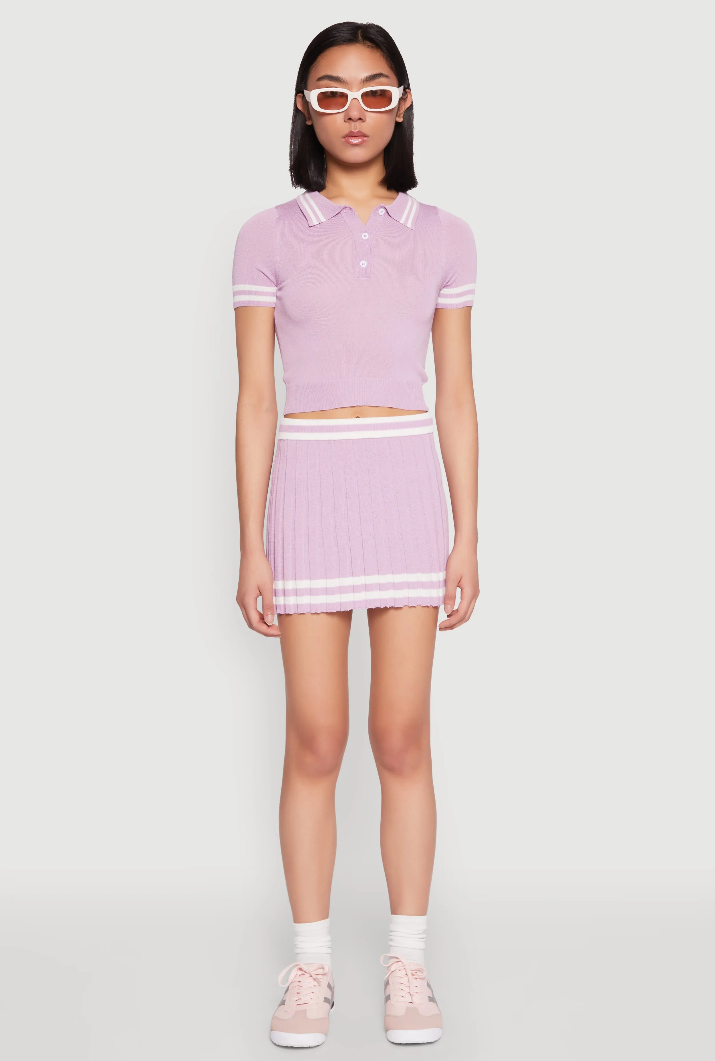 Varsity Stripe Detail Cropped Polo Shirt sold by Rainbow product image thumbnail 2