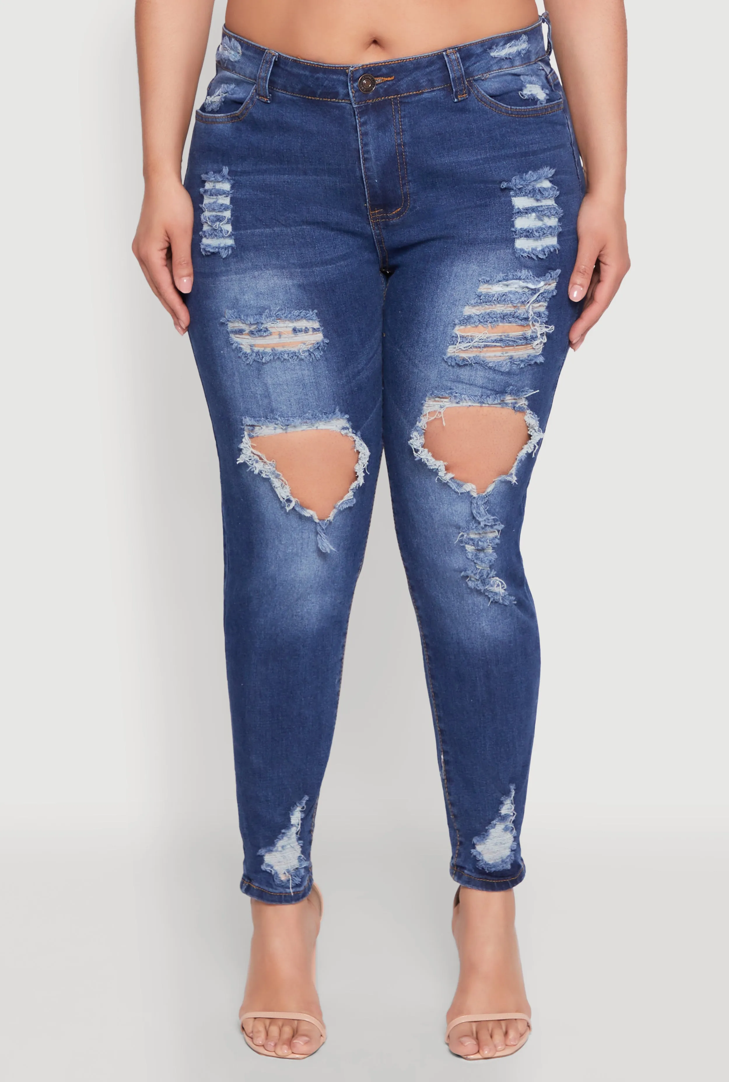 Plus Size Distressed and Frayed Denim Jeans sold by Rainbow product image thumbnail 5