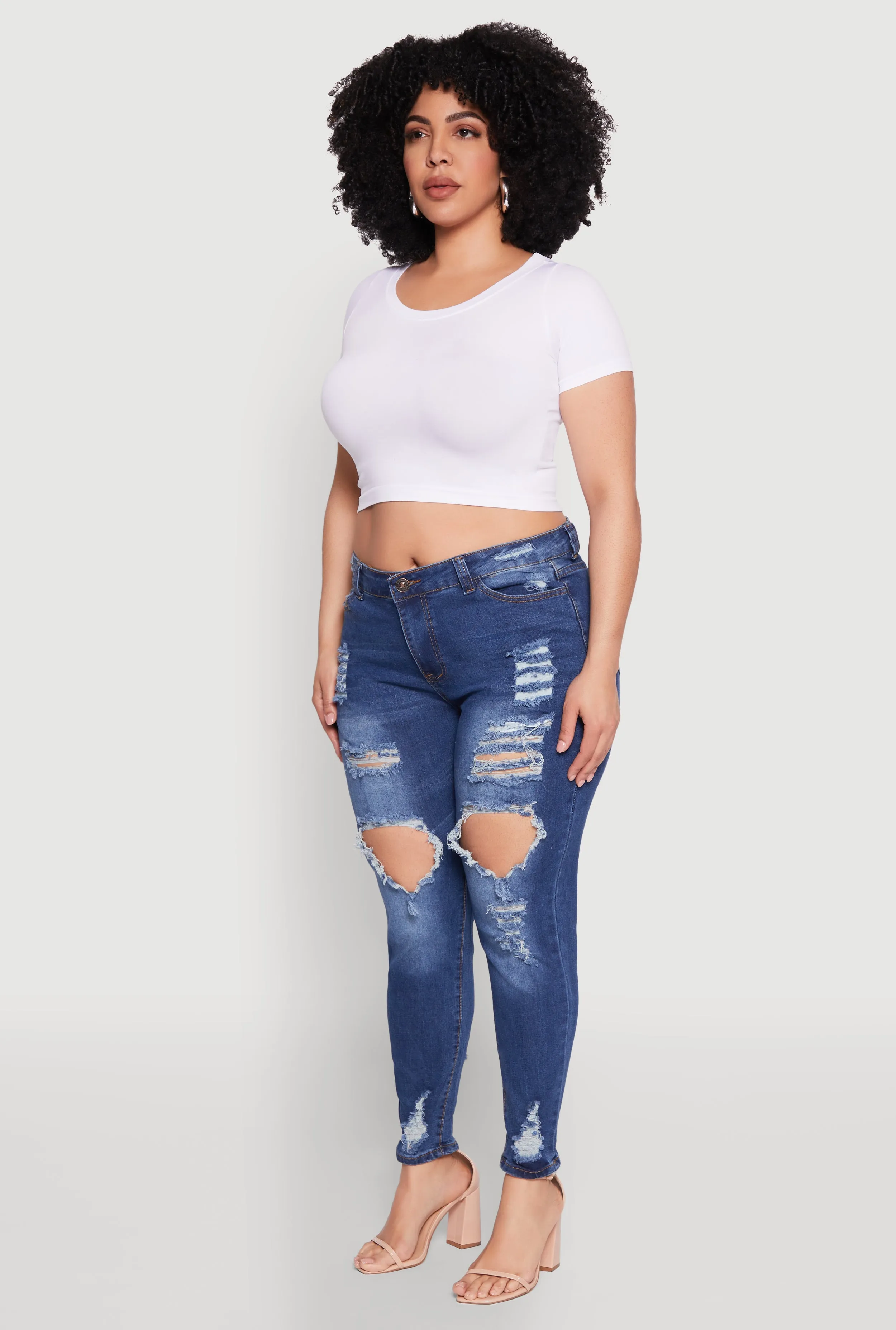Plus Size Distressed and Frayed Denim Jeans sold by Rainbow product image thumbnail 3