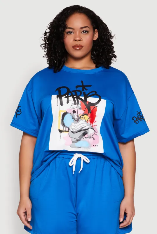 Plus Size Paris Graphic Print Top sold by Rainbow