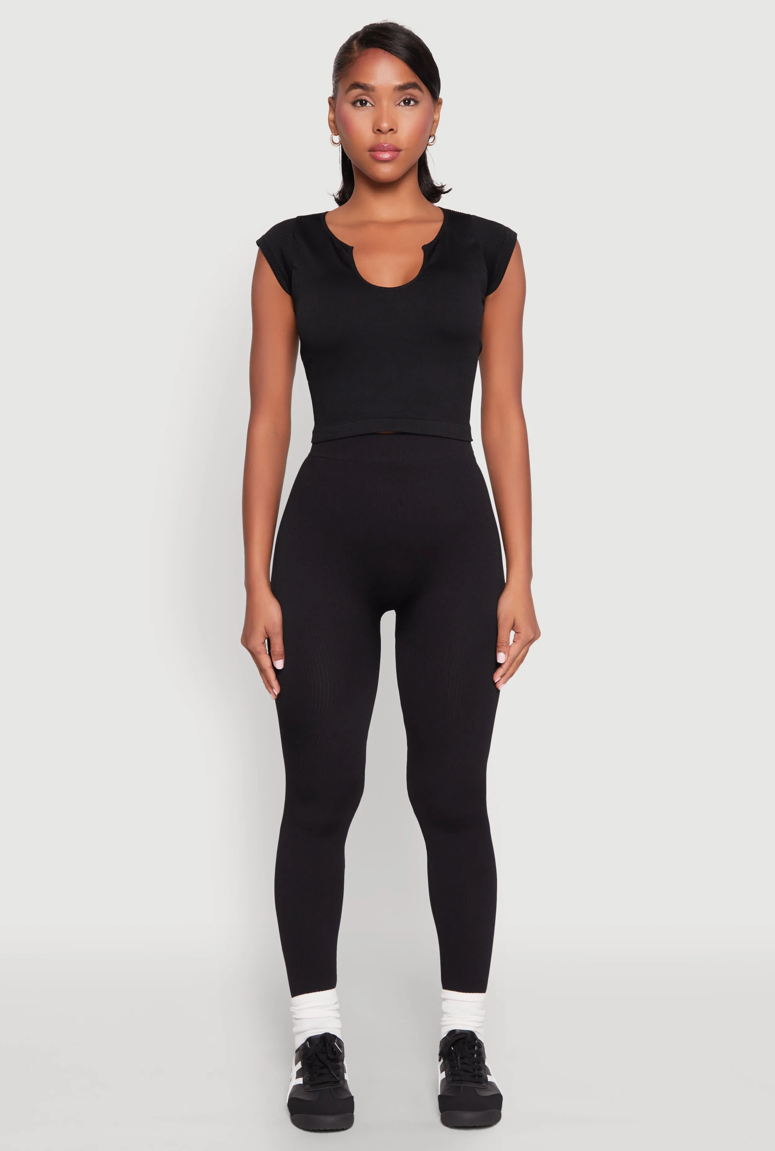 High Waisted Rib Knit Leggings sold by Rainbow