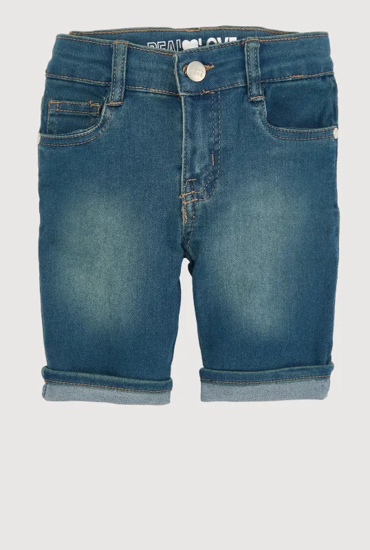 Little Girls Cuffed Bermuda Denim Shorts sold by Rainbow
