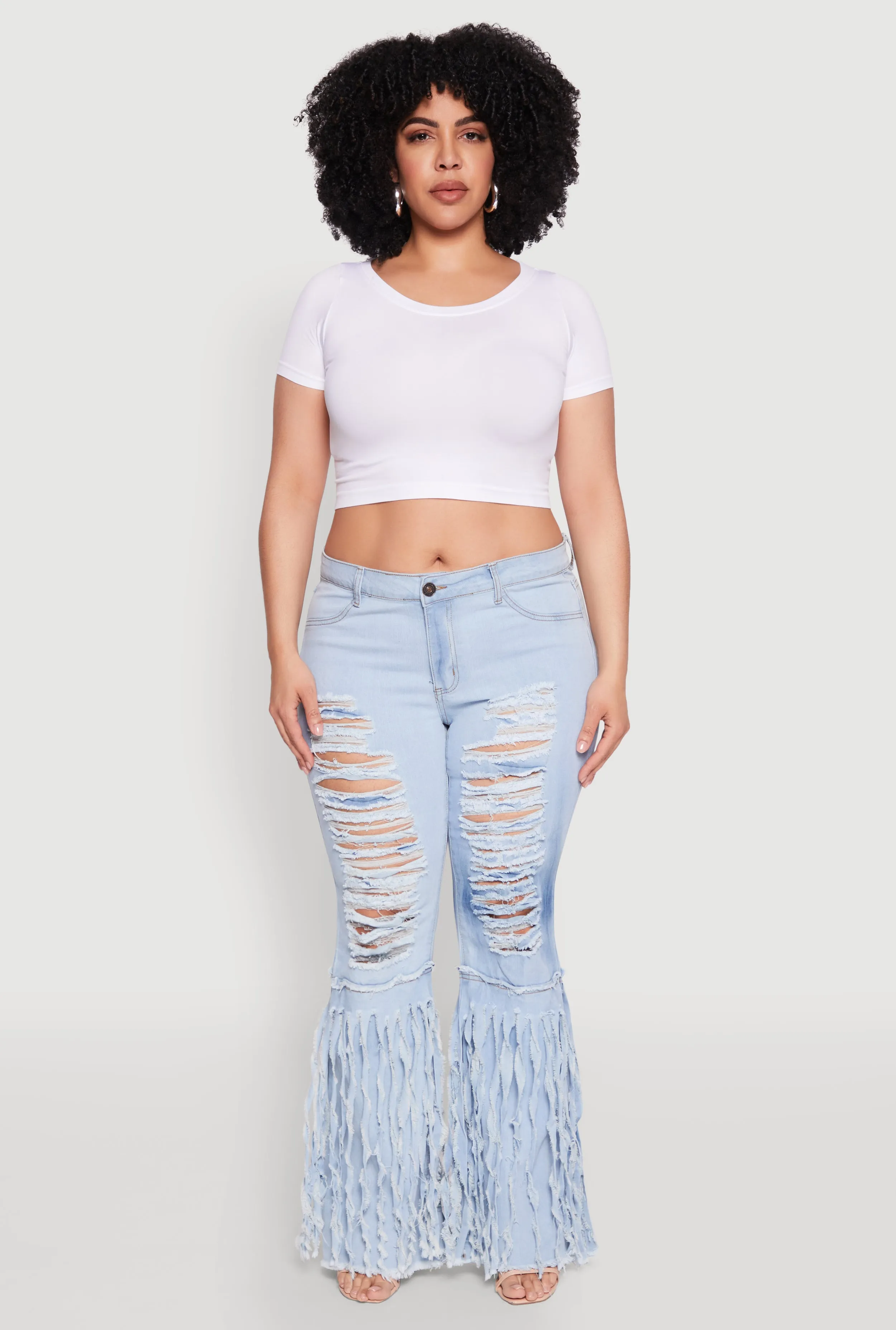 Plus Size Flare Leg Distressed Jeans sold by Rainbow product image thumbnail 2
