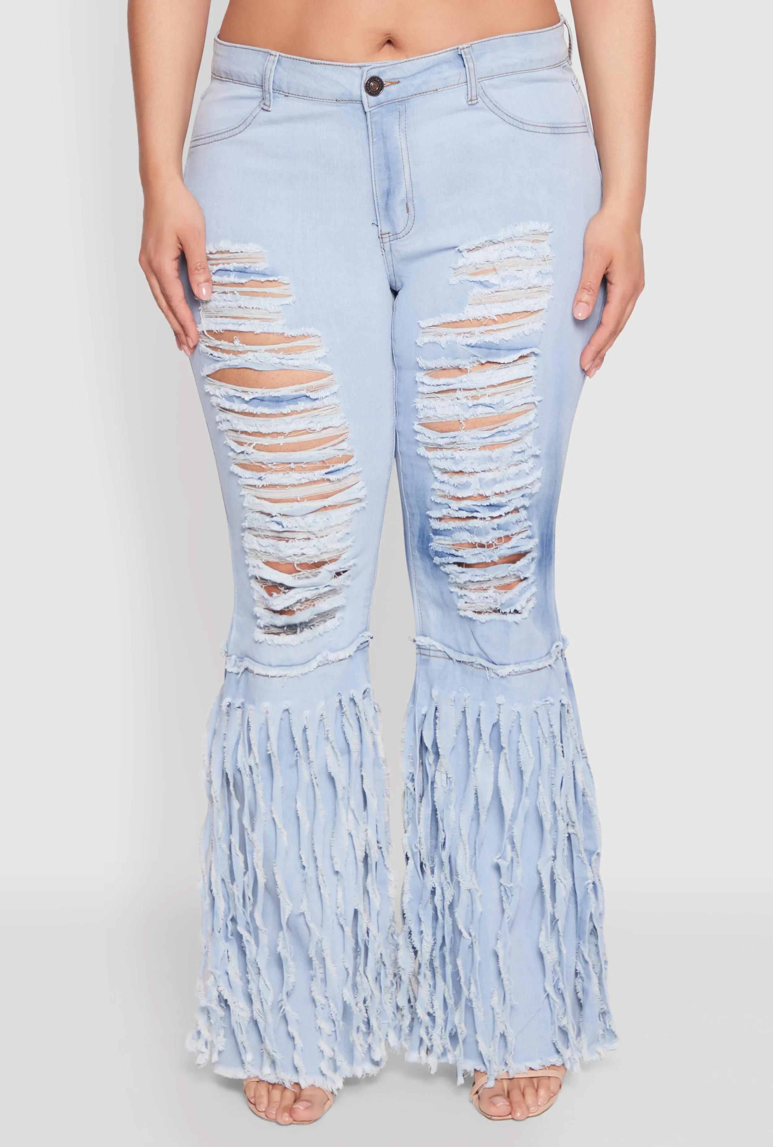 Plus Size Flare Leg Distressed Jeans sold by Rainbow product image thumbnail 5