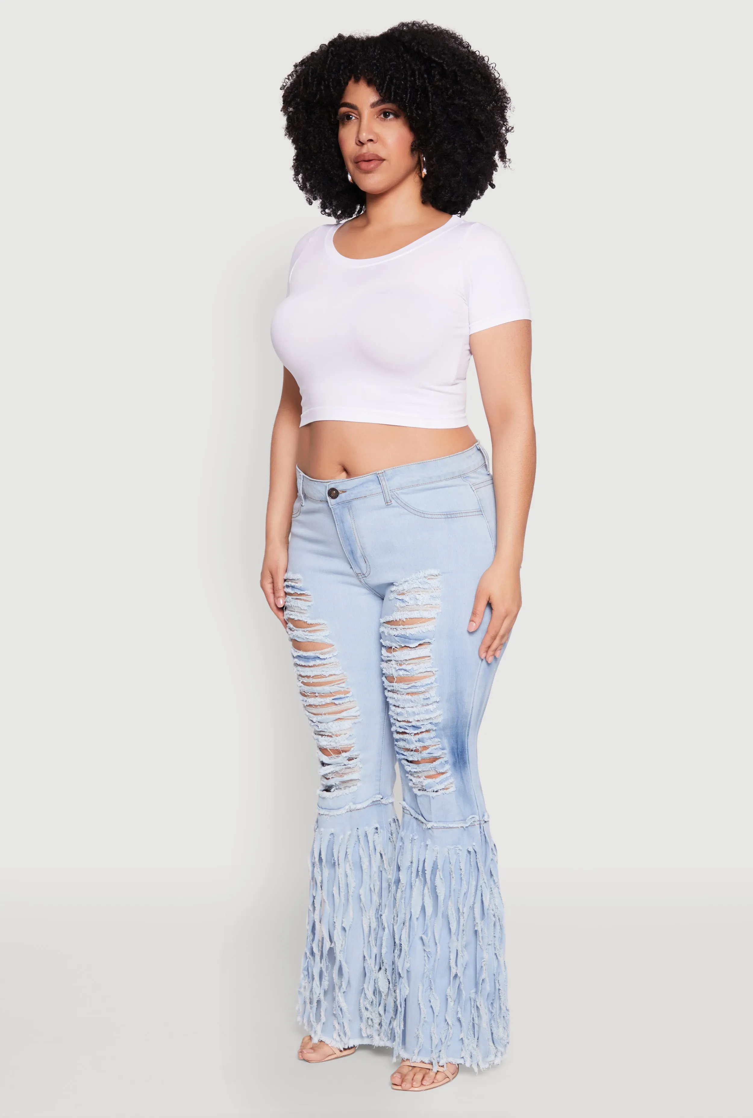 Plus Size Flare Leg Distressed Jeans sold by Rainbow product image thumbnail 3
